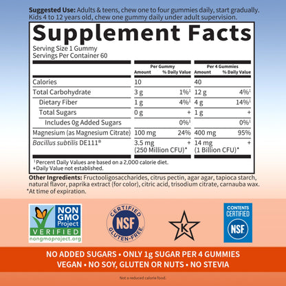 Garden of Life Magnesium Citrate Supplement Gummies with Prebiotics & Probiotics for Stress, Sleep & Recovery - Vegan, Gluten Free, Kosher, Non-GMO