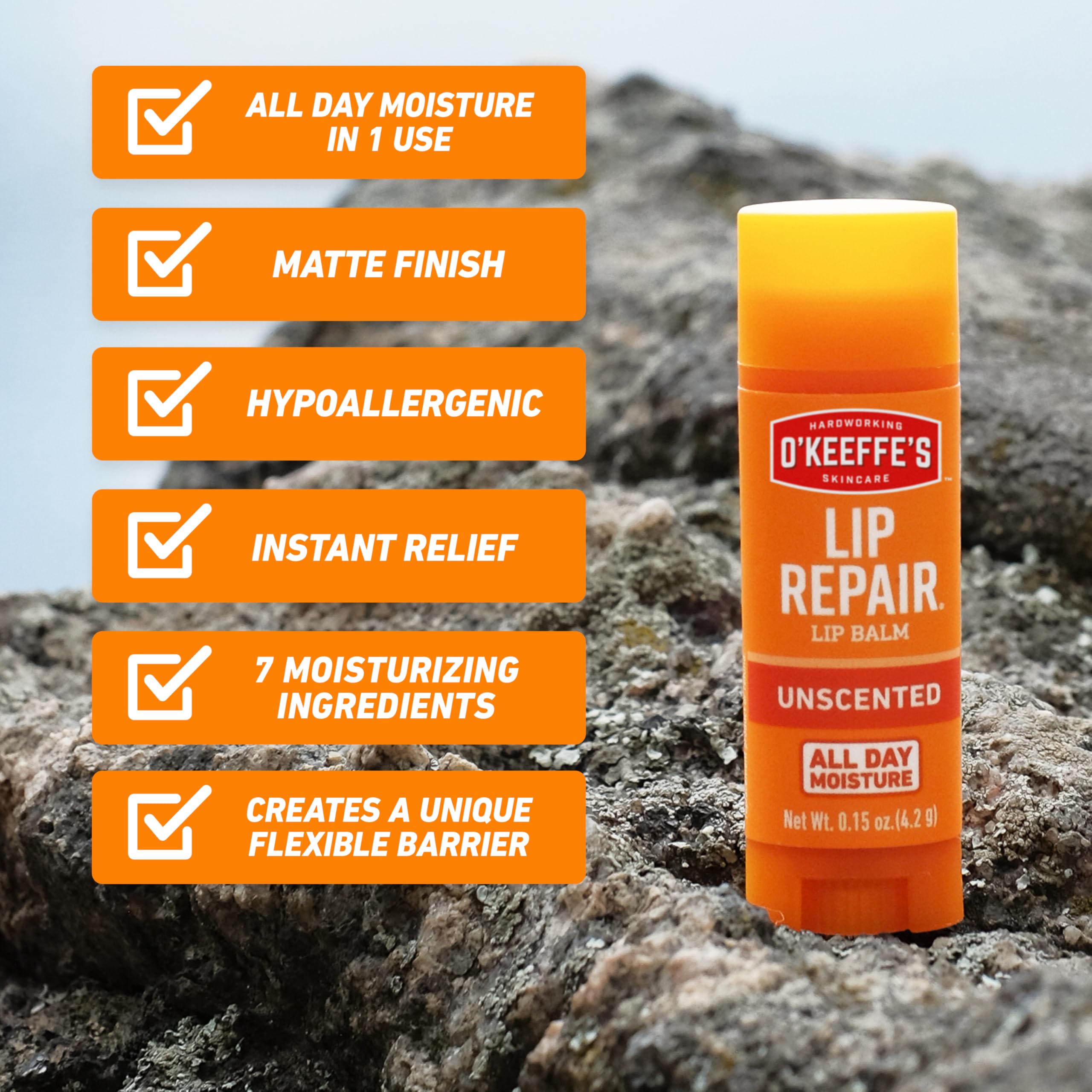 O'Keeffe's Lip Repair Unscented Lip Balm for Dry, Cracked Lips - Stick (3 Pack) - Moisturizer for Very Dry Lips O'Keeffe'sBuy Supplements Australia
