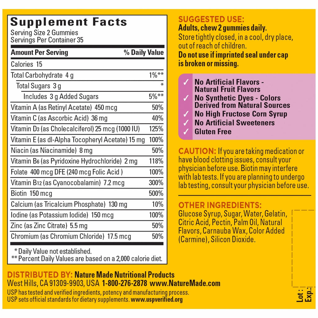 Nature Made Multivitamin For Women, Womens Gummy Multivitamins for Daily Nutritional Support, 70 Multi Vitamin Gummies, 35 Day Supply