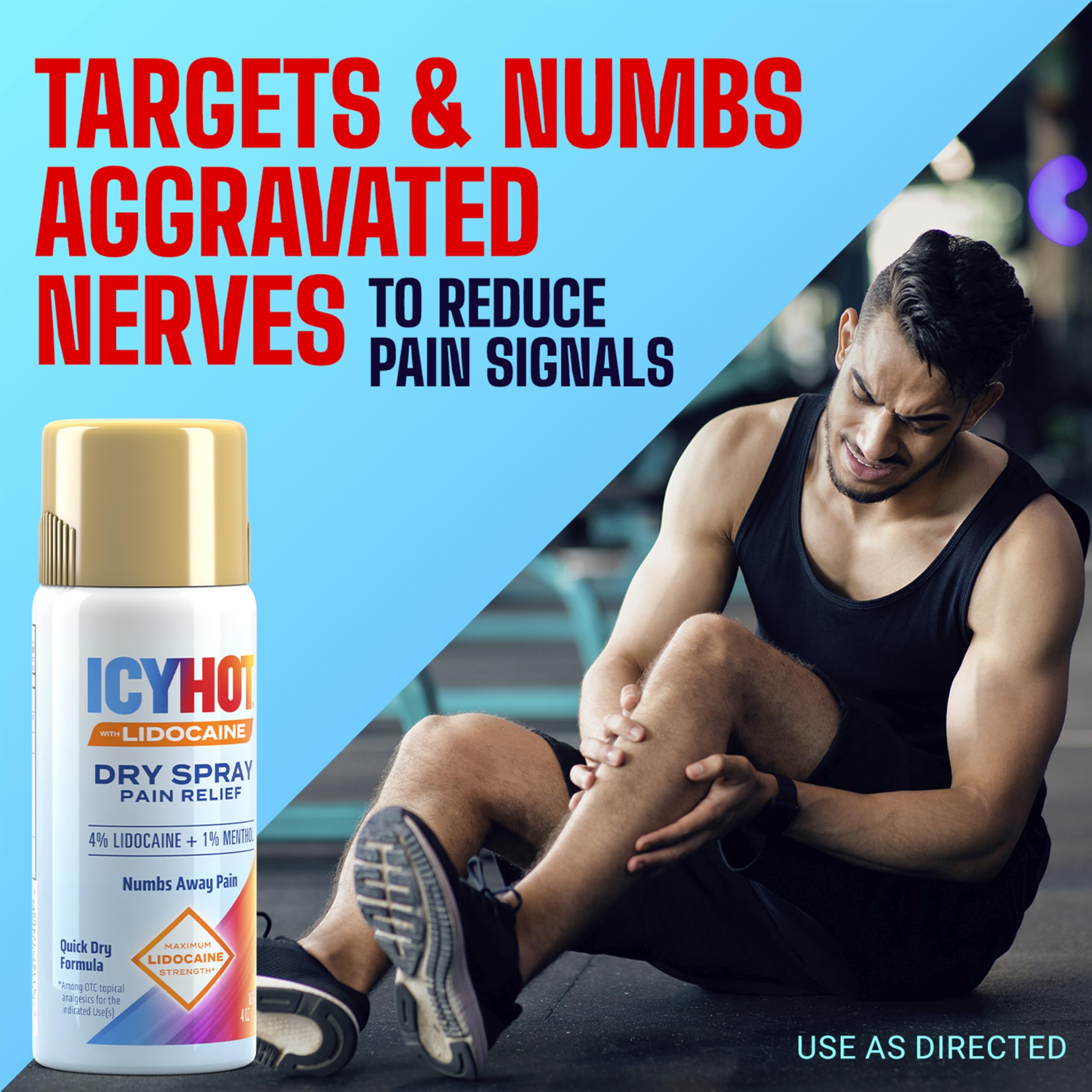 Icy Hot Lidocaine Pain Relief Dry Spray, Numb Aggravated Nerves with Max Strength Lidocaine 4% and Menthol 1%, Fast-Acting Pain Relief for Minor Pain, Backaches, Sprains and Strains, 4 oz Icy HotBuy Supplements Australia