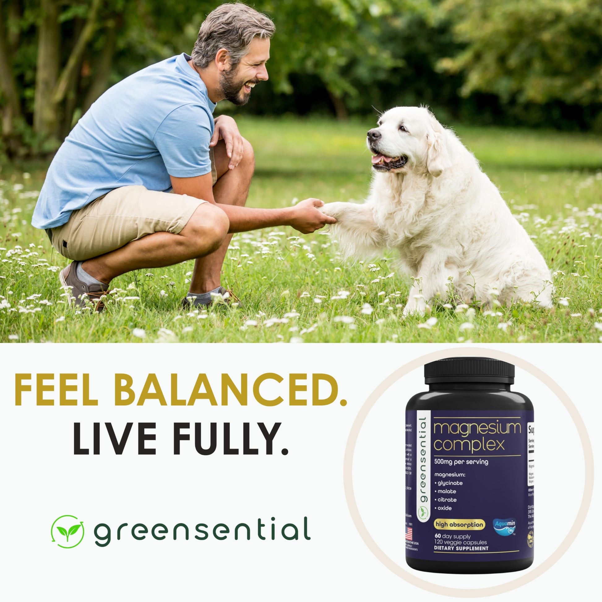 Greensential 5-in-1 Magnesium Complex 500mg | Glycinate, Malate, Citrate, Oxide & Aquamin® | for Sleep, Muscle & Heart Support | High Absorption, Vegan, 120 Capsules Greensential buy supplements Au