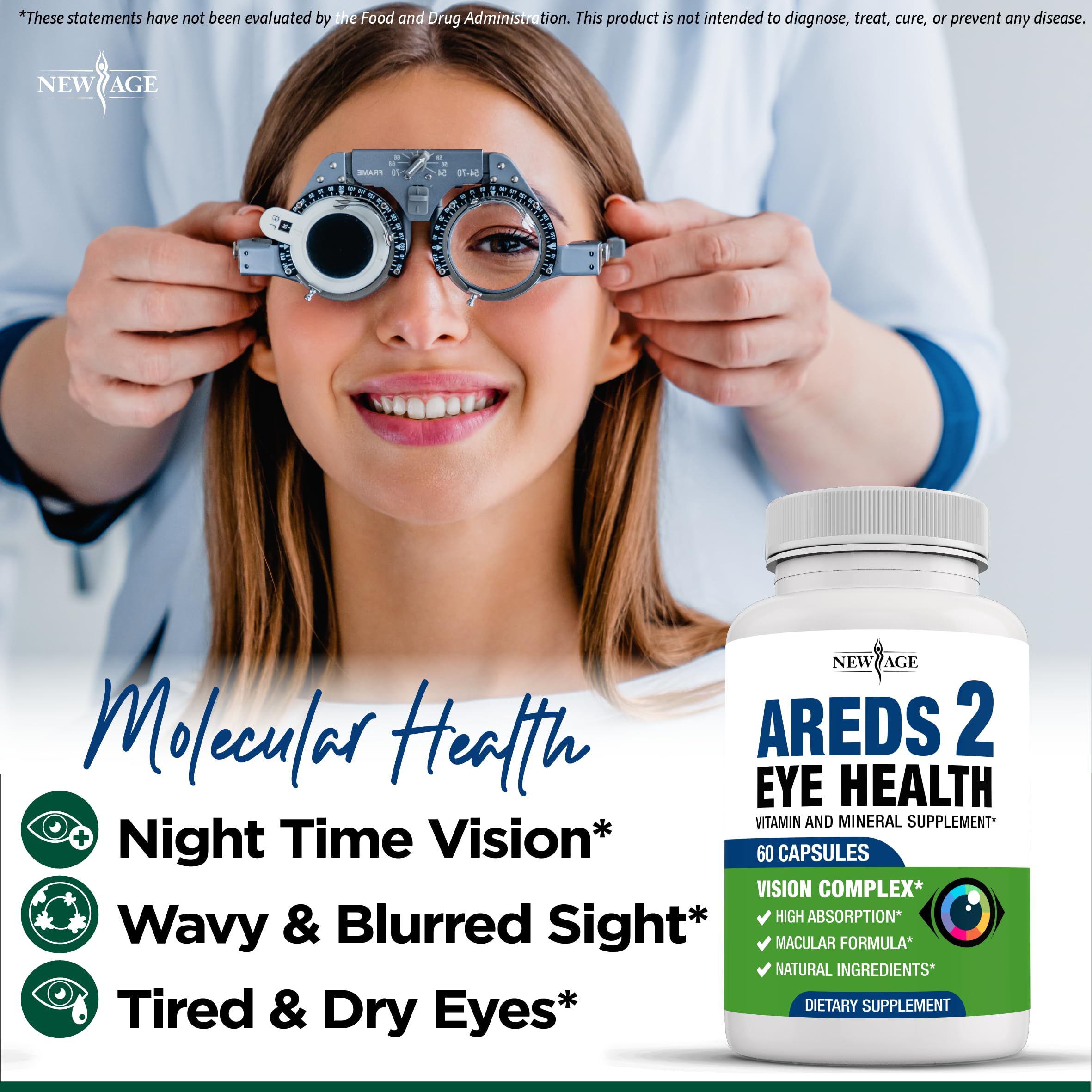 NEW AGE AREDS 2 Eye Vitamins - Lutein, Zeaxanthin, Bilberry, Astaxanthin Mineral Vision Supplement - 180 Count NEW AGEBuy Supplements Australia