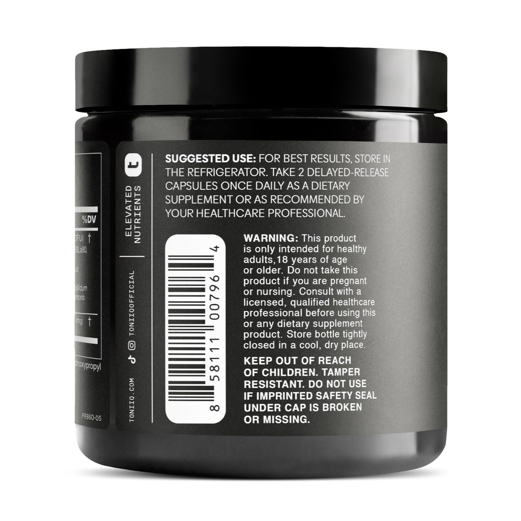 Toniiq 200 Billion CFU Probiotic Supplement 30 Verified Third-Party Tested Strains - Fully Shelf-Stable Probiotics Formula