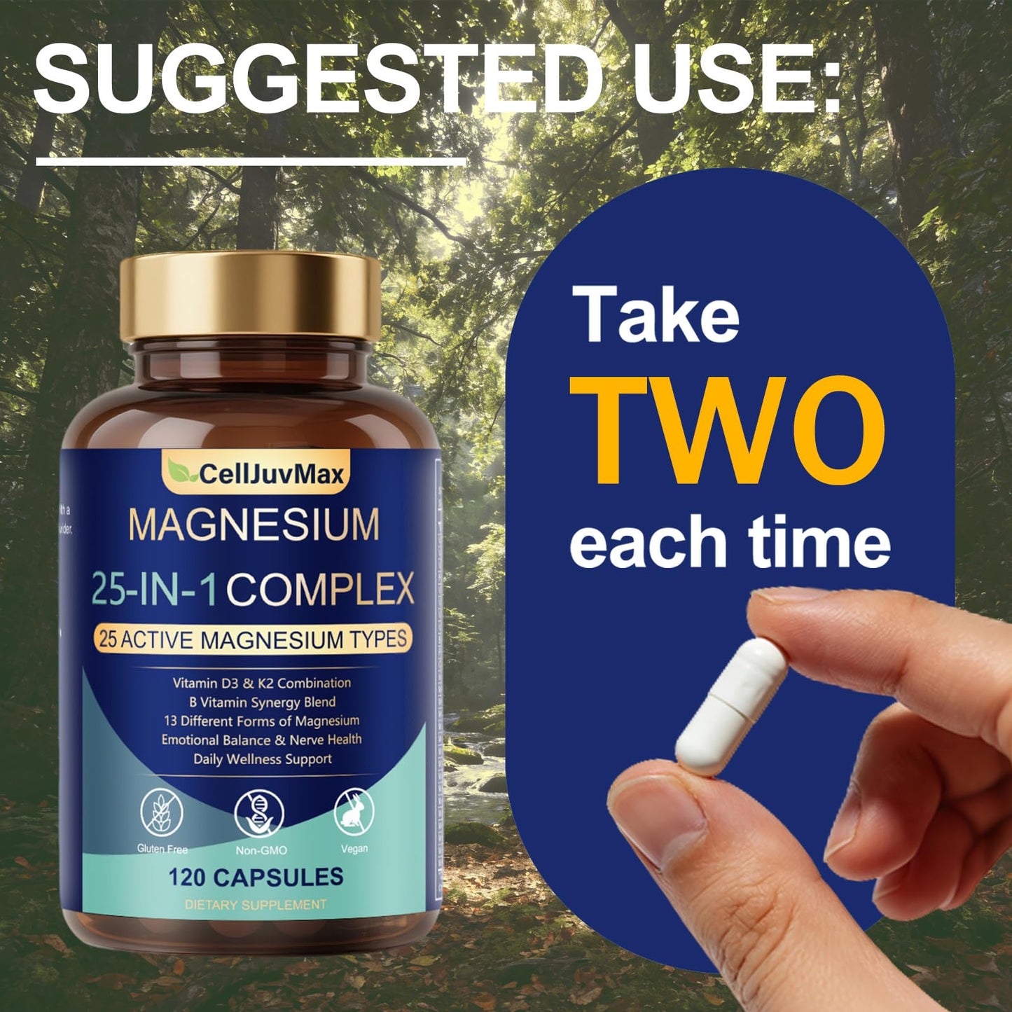 25-in-1 Magnesium Complex | Multi-Form Absorbable Blend for Daily Nutritional Support, 120 Vegan Caps (1) PBZPBZ buy supplements Au