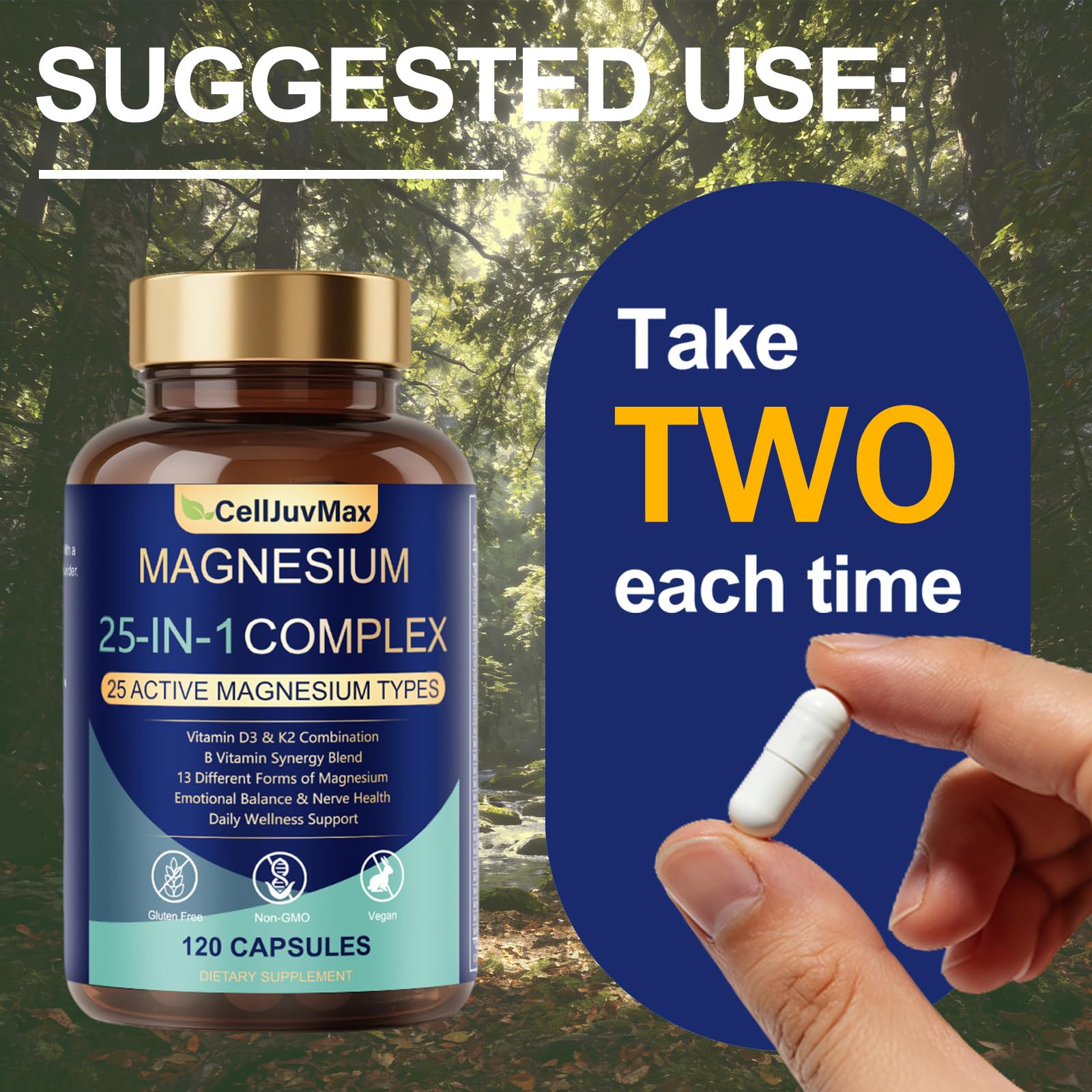 25-in-1 Magnesium Complex | Multi-Form Absorbable Blend for Daily Nutritional Support, 120 Vegan Caps (1) PBZPBZ buy supplements Au