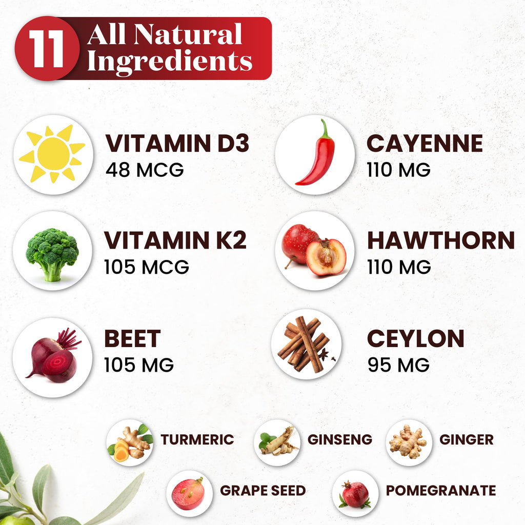 Cayenne Pepper Supplement Liquid Drops + Hawthorn Berry, Vitamin D3 K2 Beet Root Powder, Ceylon Cinnamon, Turmeric Curcumin, Organic Panax Ginseng - 4 OZ Superfood MD buy supplements Au