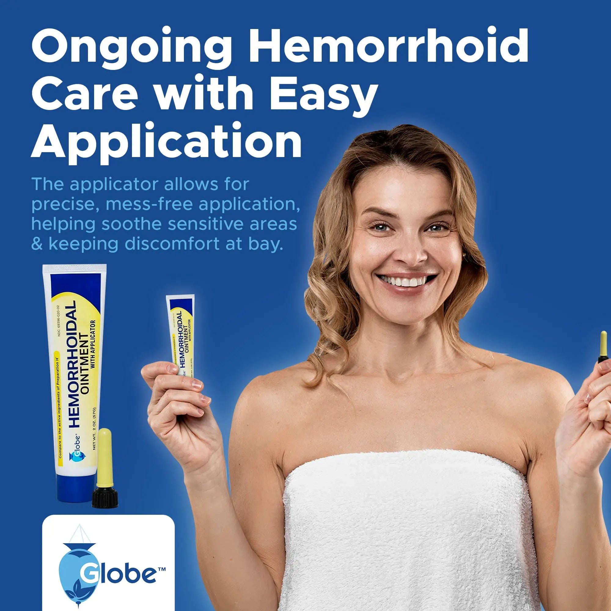 Globe Hemorrhoidal Ointment w/ Applicator, Phenylephrine HCl, Petrolatum Mineral Oil, Maximum Strength Formula for Burning, Discomfort & Itching, 2 oz Hemorrhoidal OintmentBuy Supplements Australia