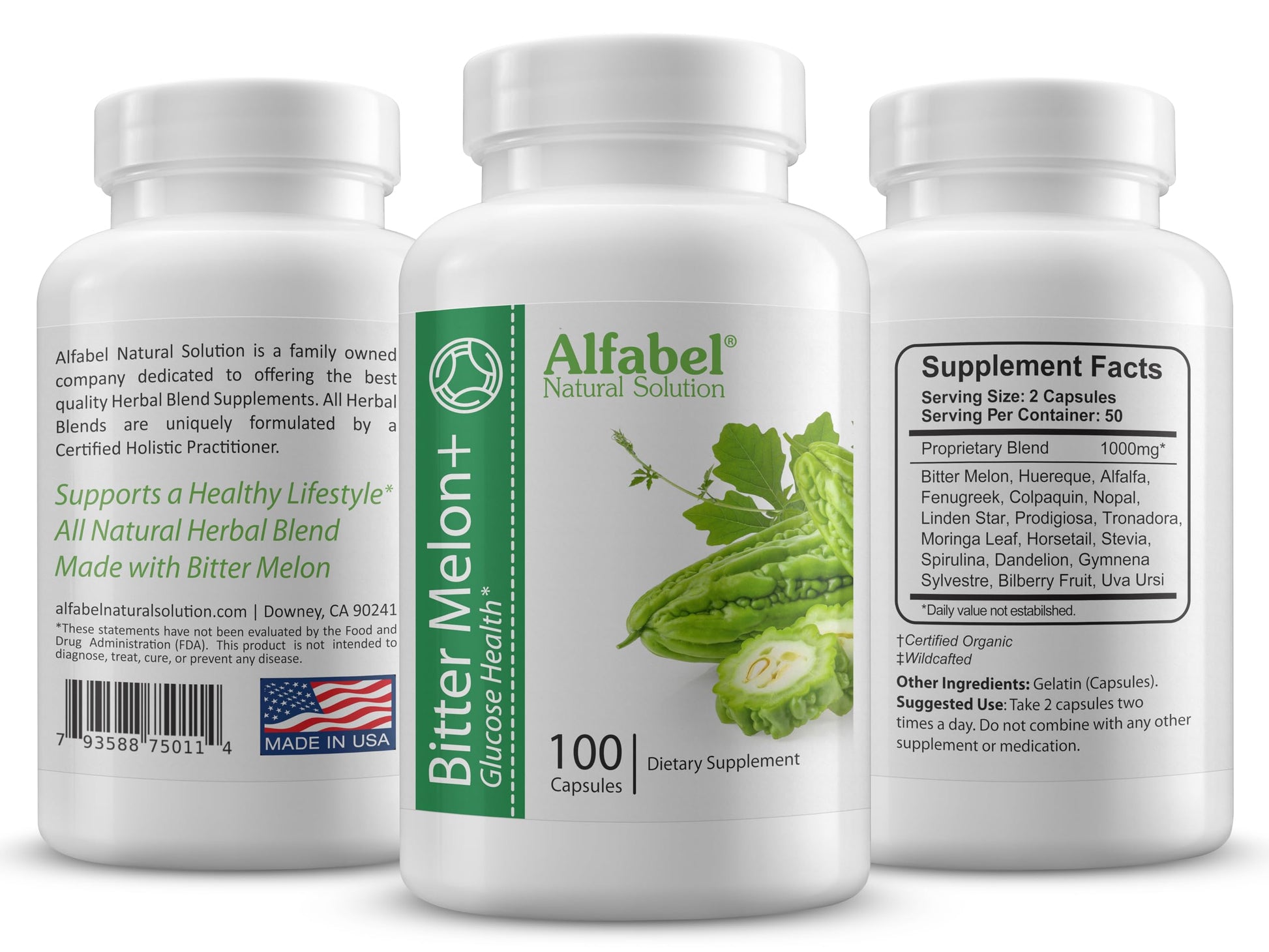 Bitter Melon Plus Herbal Blend - 18 Super Herbs - 100 Capsules - All Natural Glucose Health Alfabel Natural Solution buy supplements Au