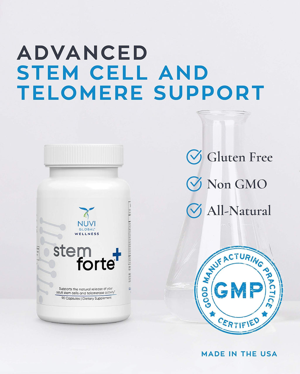NuVi Global Stemforte Plus Stem Cell and Telomere Supplements – Cell Regeneration, Cell Growth & Telomere Support for Healthy Aging & Cellular Health – 90 Capsules for Men & Women NuVi Global buy supplements Au