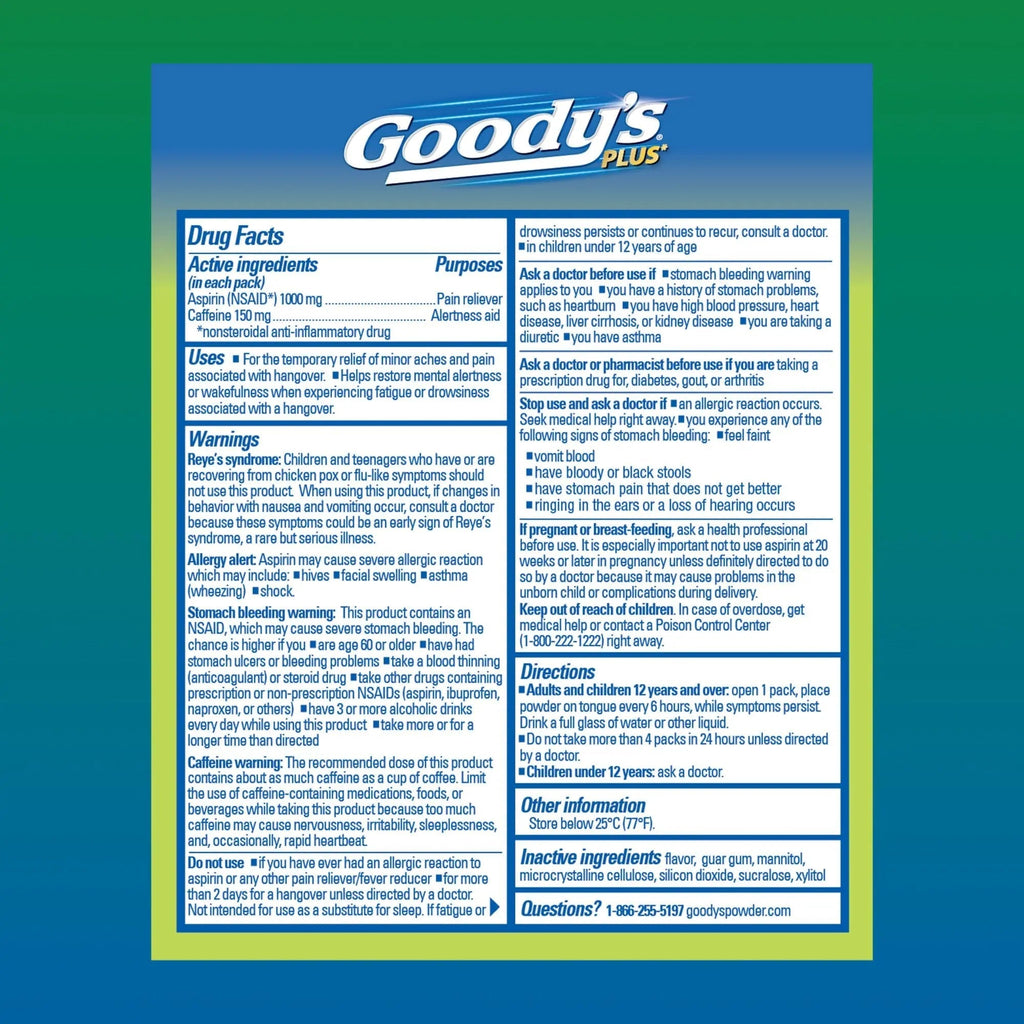 Goody’s Headache Relief Plus Mental Alertness Powder, with Aspirin and Caffeine, Strawberry Citrus Flavor, 16 Count Goody'sBuy Supplements Australia