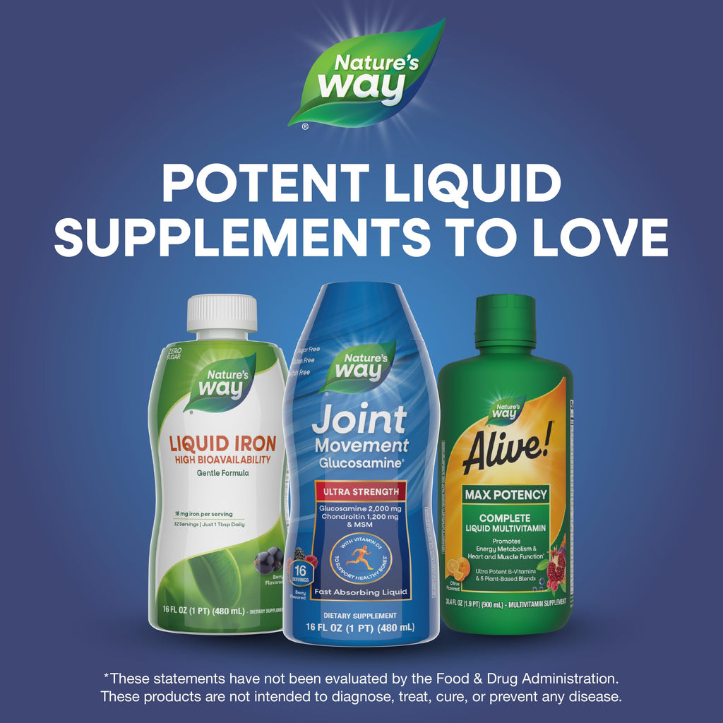 Nature's Way Joint Movement Glucosamine Fast Absorbing Liquid, Ultra Strength, Supports Healthy Bones*, Liquid Glucosamine Chondroitin, MSM with Vitamin D3, Berry Flavored, 16 Fl Oz Nature's WayBuy Supplements Australia