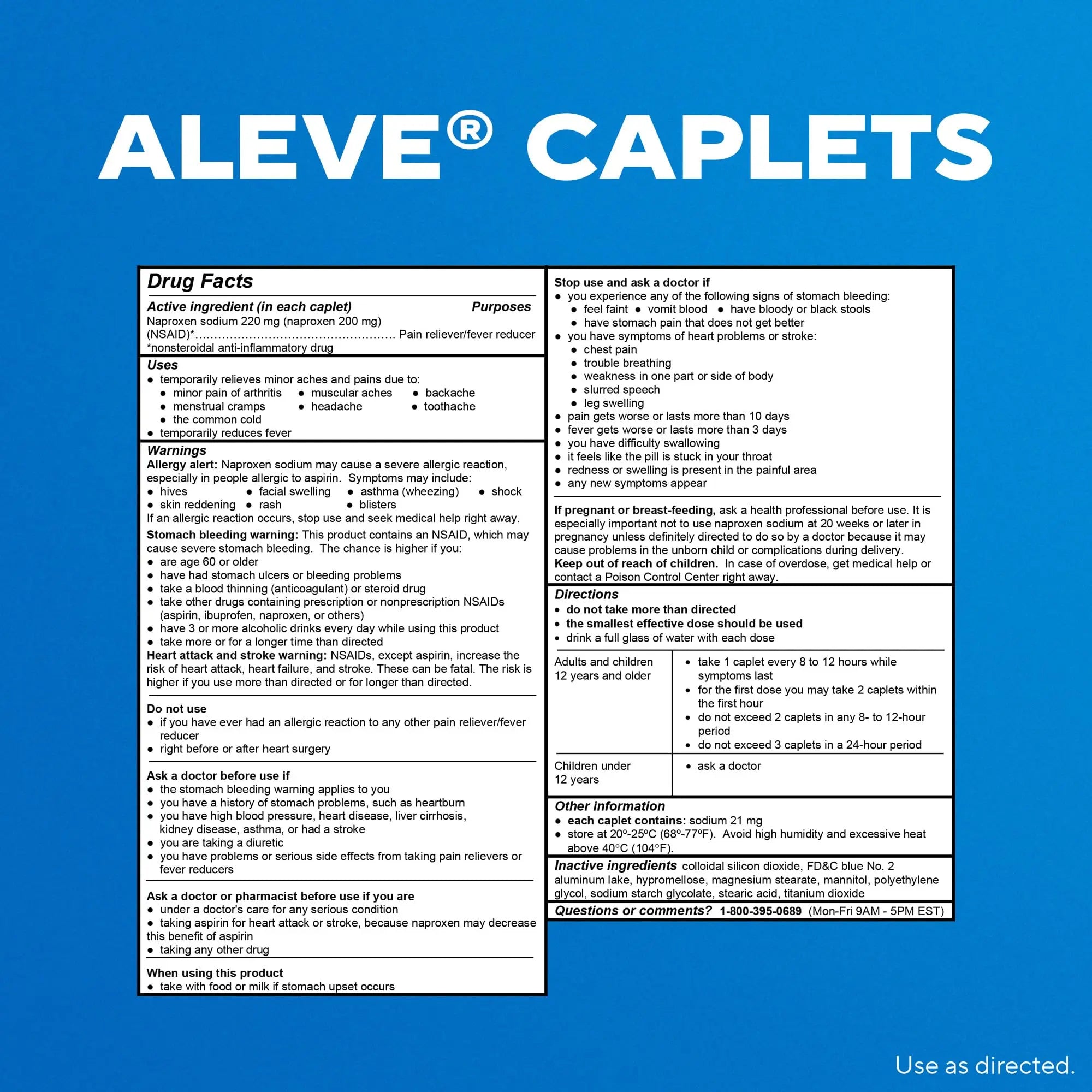 Aleve Pain Reliever & Fever Reducer Naproxen Sodium Caplets, Body and Arthritis Pain Reliever, Medicine for Adults and Children Ages 12 and Up, 60 Individual Pouches AleveBuy Supplements Australia