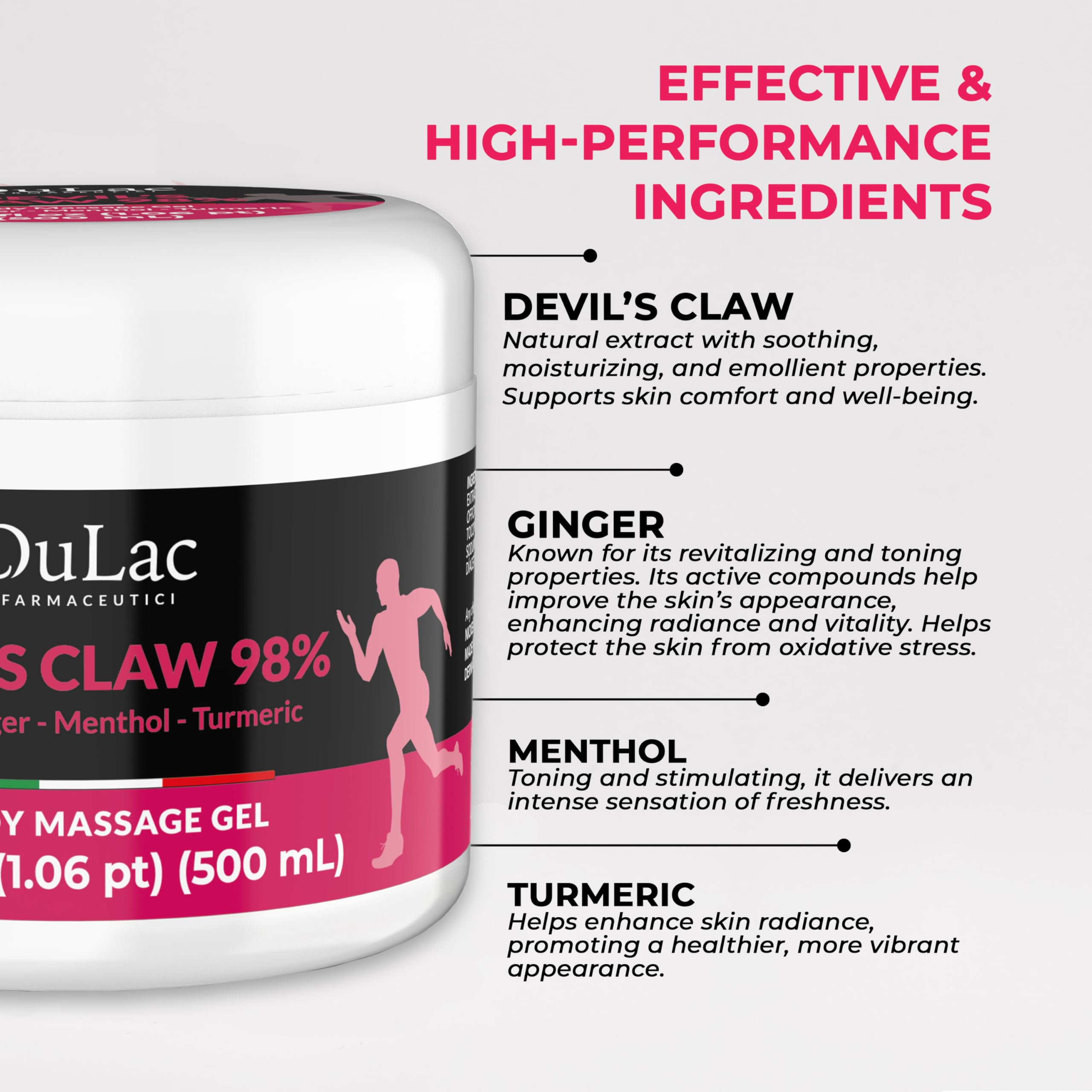 Dulac - Devil's Claw 98% Cream Maximum Strength 16.9 Fl Oz, Natural Joint and Muscle Comfort Cream, Enriched with Menthol for Cool Effect DULÀC FARMACEUTICI 1982Buy Supplements Australia