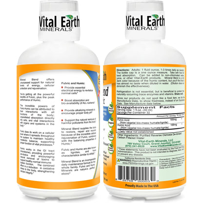 Vital Earth Minerals Fulvic Humic Mineral Blend Liquid – Fulvic Acid Supplement with 70+ Trace Minerals, Electrolytes for Recovery