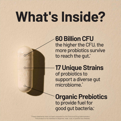 NatureWise Probiotics 60 Billion CFU - 17 Strains + Organic Prebiotics - Immune, Digestive & Gut Health Support for Women & Men - Vegetarian, Gluten-Free,