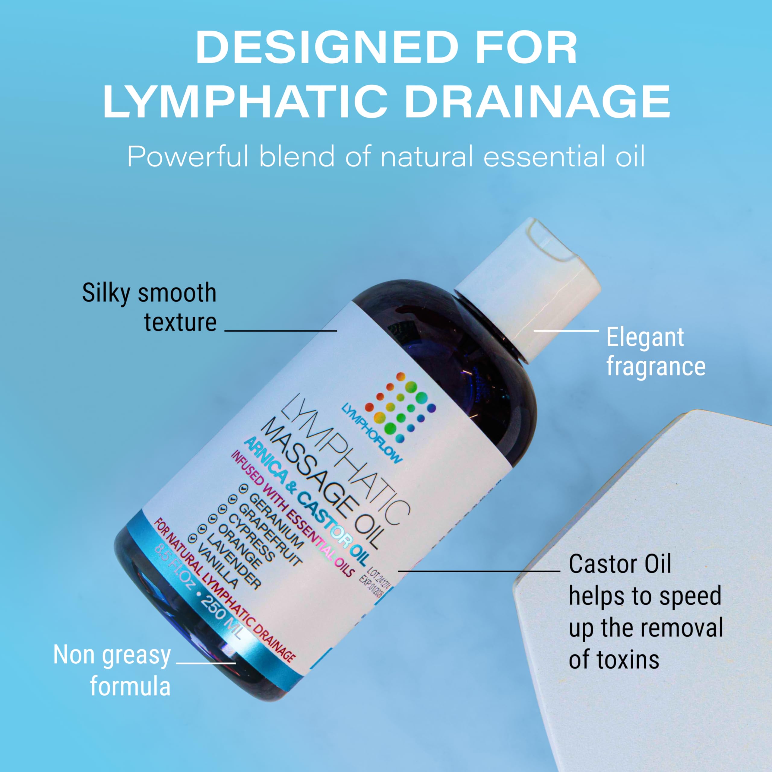 Bruizex Lymphatic Drainage Massage Oil with Arnica & Cold Pressed Castor Oil, Lightweight Non-Greasy Body Massage Oil for Daily Lymphatic Massage, Aftercare Routine, Lightweight Formula - 8.5 Oz Bruizex buy supplements Au