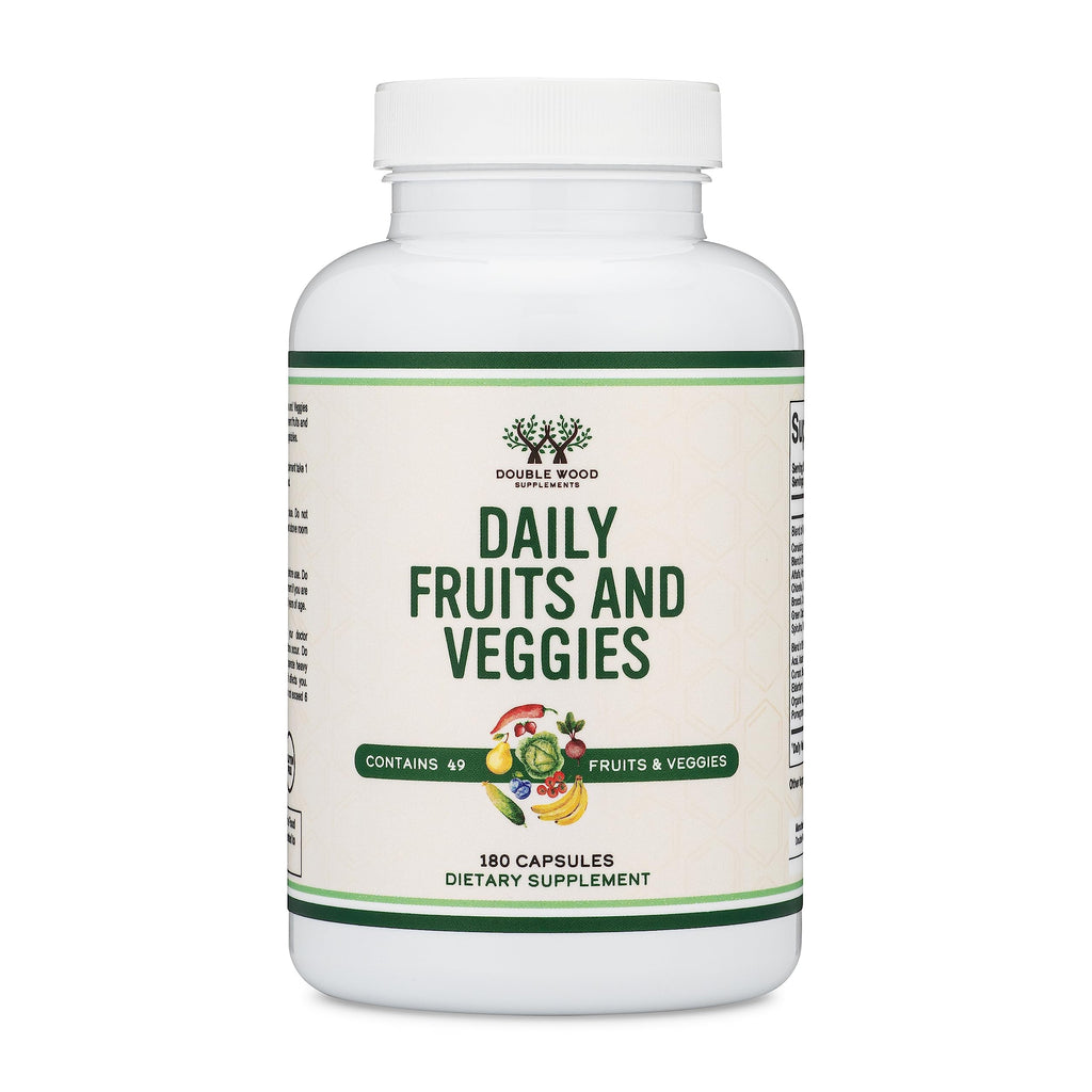 Fruits and Veggies Supplement (Daily Blend of 49 Different Fruits and Vegetables, 23 Veggies and 29 Fruits) 1,500mg Servings, 180 Capsules (No Fillers, Vegan Safe, Non-GMO) by Double Wood Double Wood SupplementsBuy Supplements Australia