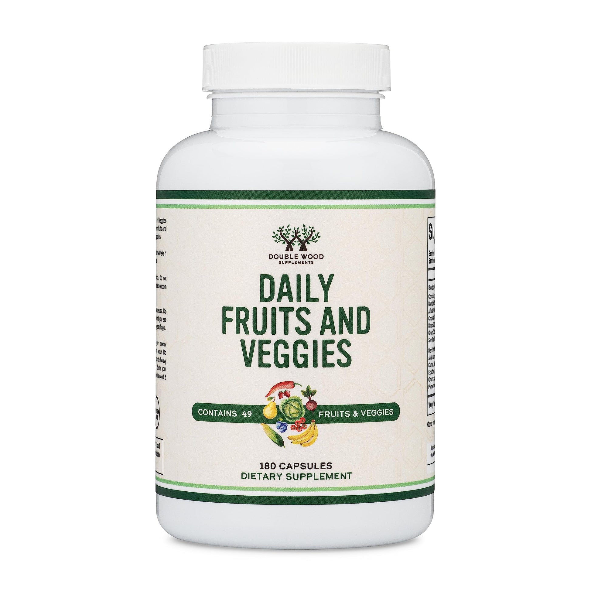 Fruits and Veggies Supplement (Daily Blend of 49 Different Fruits and Vegetables, 23 Veggies and 29 Fruits) 1,500mg Servings, 180 Capsules (No Fillers, Vegan Safe, Non-GMO) by Double Wood Double Wood SupplementsBuy Supplements Australia