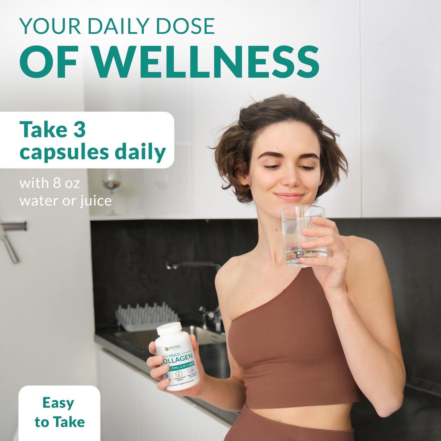 Multi Collagen 180 Protein Capsules - Type I, II, III, V, X Collagen Pills - Proprietary Blend of Eggshell, Chicken, Wild Fish & Grass-Fed
