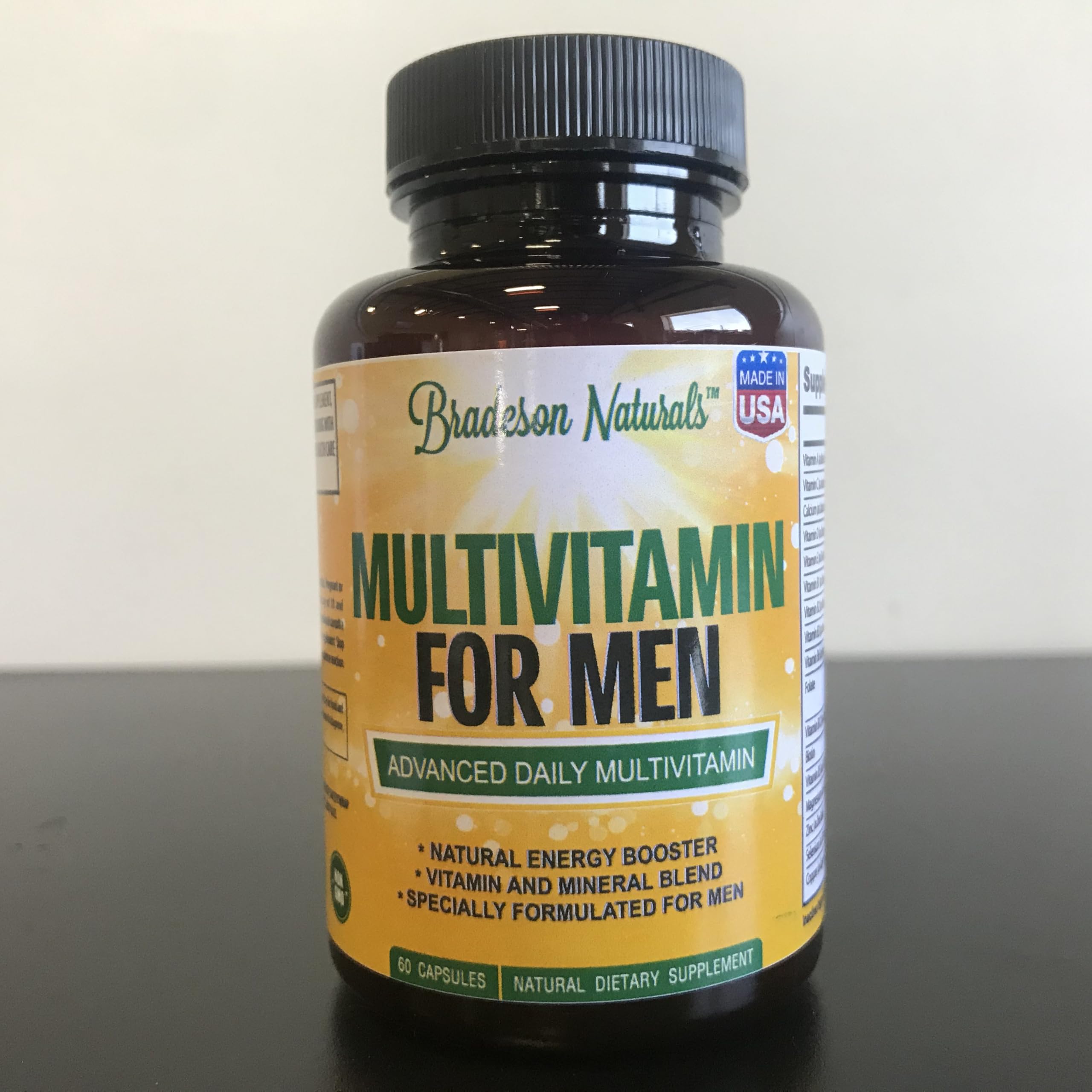 Bradeson Naturals Men's Multivitamin Supplement for Energy, Focus and Performance. Mens Vitamins A, C, D, E & B12, Zinc, Calcium, Magnesium & More. Multi Vitamin 60 Capsules Made in The USA Bradeson NaturalsBuy Supplements Australia
