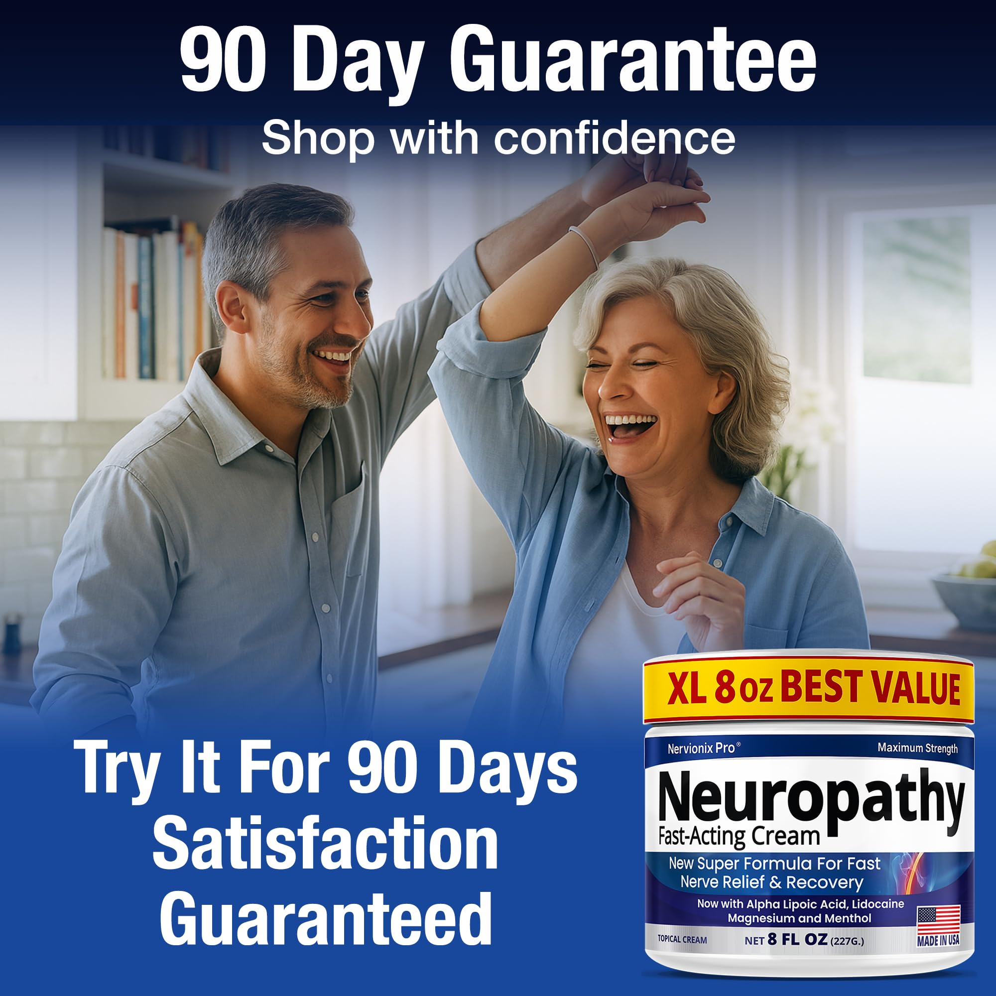 Neuropathy Nerve Relief Cream – Extra Large 8 oz – Maximum Strength for Feet Hands Legs Toes Back – Natural Ingredients Arnica Aloe Vera MSM Vitamins – Fast-Acting Soothing Relief – Super Value 8 oz NuturnaBuy Supplements Australia