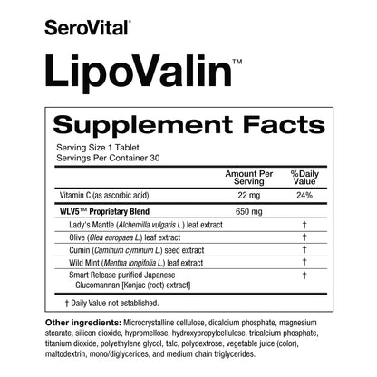 Serovital LipoValin Clinically Validated  Pills for Women Diet Pill, Appetite Suppressant, Stimulant-Free Weight Loss Supplement - 30 Count (30 Tablets)