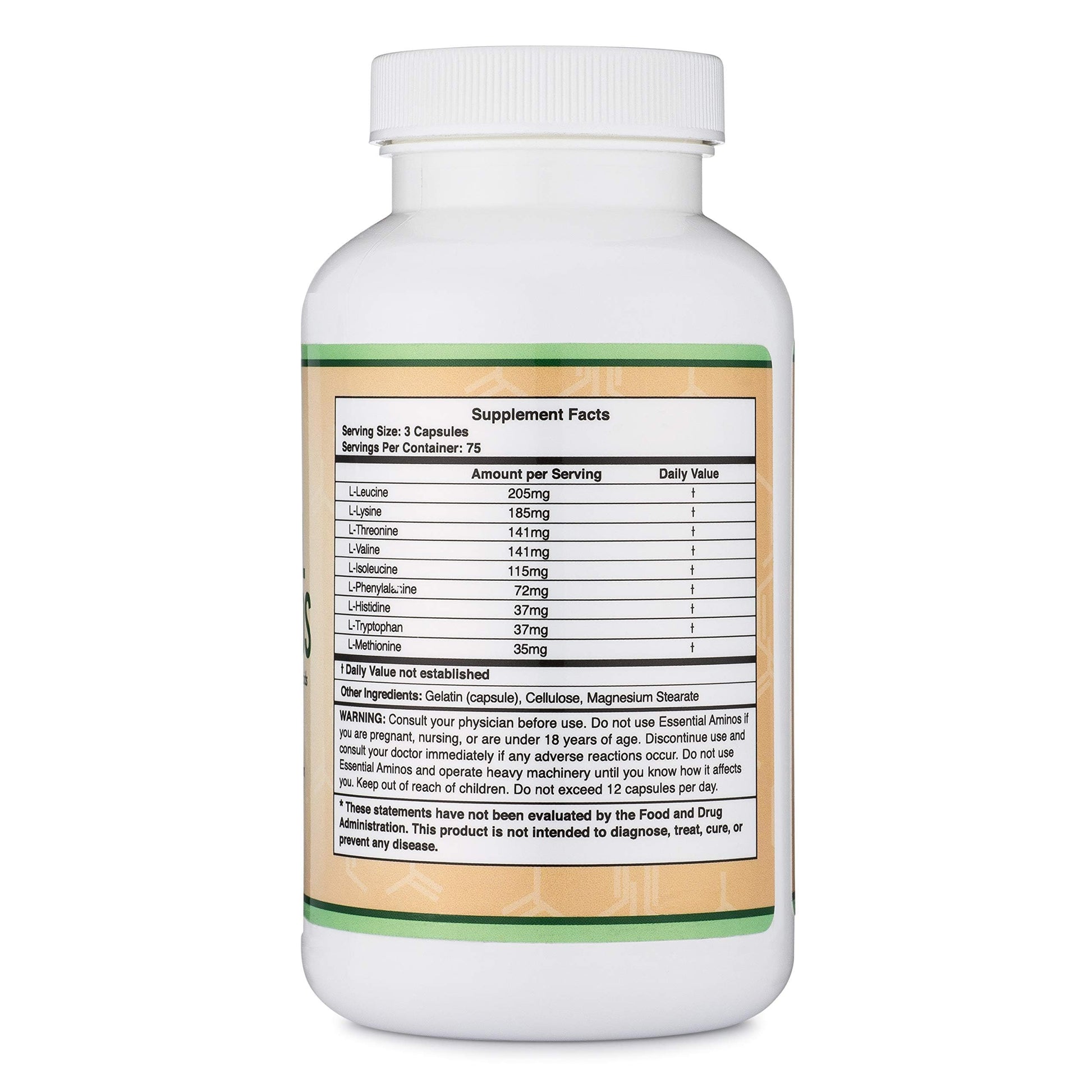 Essential Amino Acids - 1 Gram Per Serving Powder Blend of All 9 Essential Aminos (EAA) and All Branched-Chain Aminos (BCAAs) (Leucine, Isoleucine, Valine) 225 Capsules, Gluten Free by Double Wood Double Wood Supplements buy supplements Au