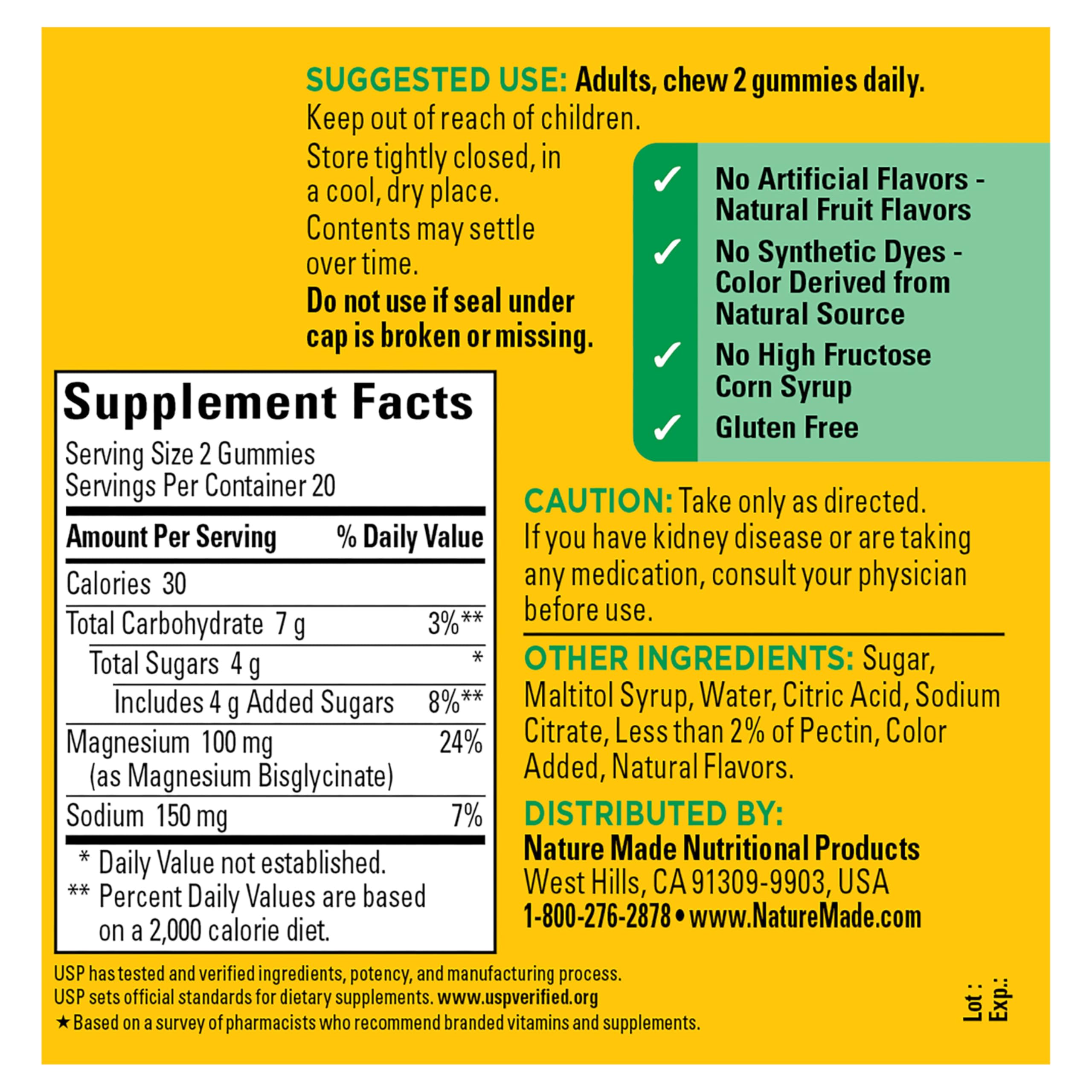 Nature Made High Absorption Magnesium Glycinate Gummies 100 mg per Serving, Muscle, Nerve, Bone and Heart Support, Magnesium Supplement, 40 Magnesium Gummies, 20 Day Supply Nature MadeBuy Supplements Australia