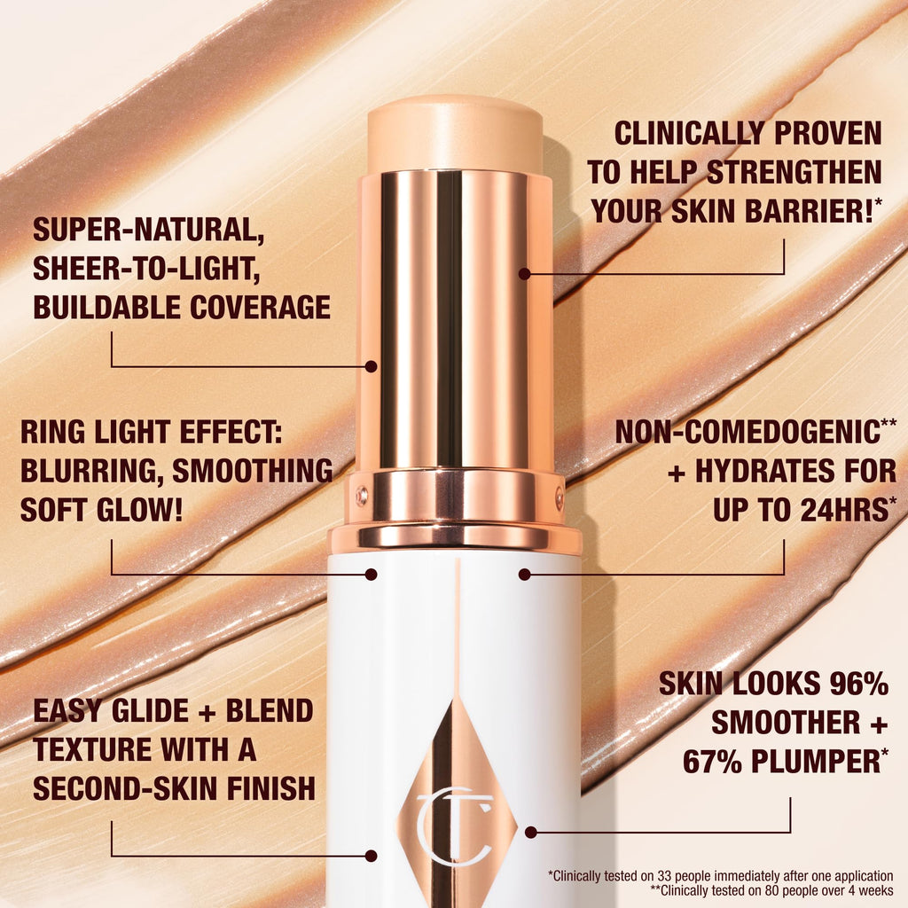 Charlotte Tilbury Unreal Skin Tint & Sheer Glow Hydrating Foundation Stick - Cream Foundation Makeup with Sheer-to-Light Coverage & a Buildable Formula - Blurring, Smoothing & Nourishing - 3 Fair Charlotte TilburyBuy Supplements Australia