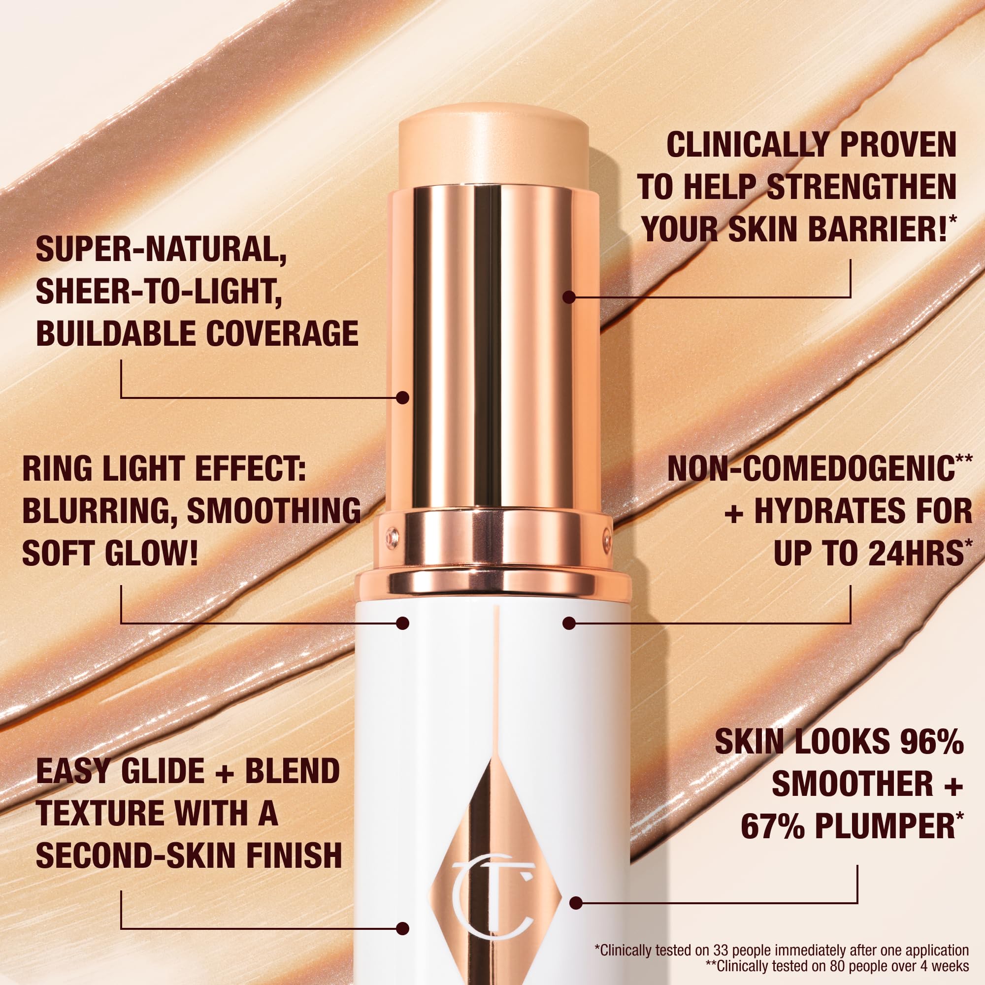 Charlotte Tilbury Unreal Skin Tint & Sheer Glow Hydrating Foundation Stick - Cream Foundation Makeup with Sheer-to-Light Coverage & a Buildable Formula - Blurring, Smoothing & Nourishing - 3 Fair Charlotte TilburyBuy Supplements Australia