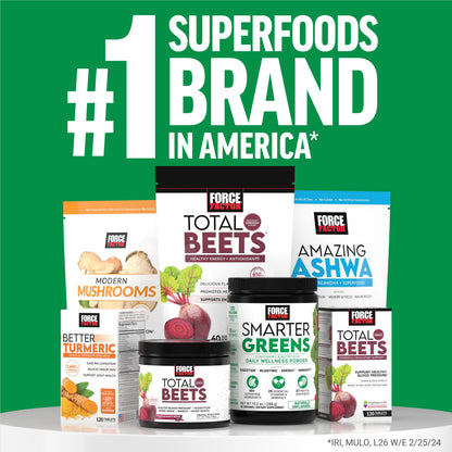 Force Factor Smarter Greens Daily Wellness Powder, Greens Superfood Powder to Support Gut Health, Bloating, & Digestion, with 40+ Superfoods