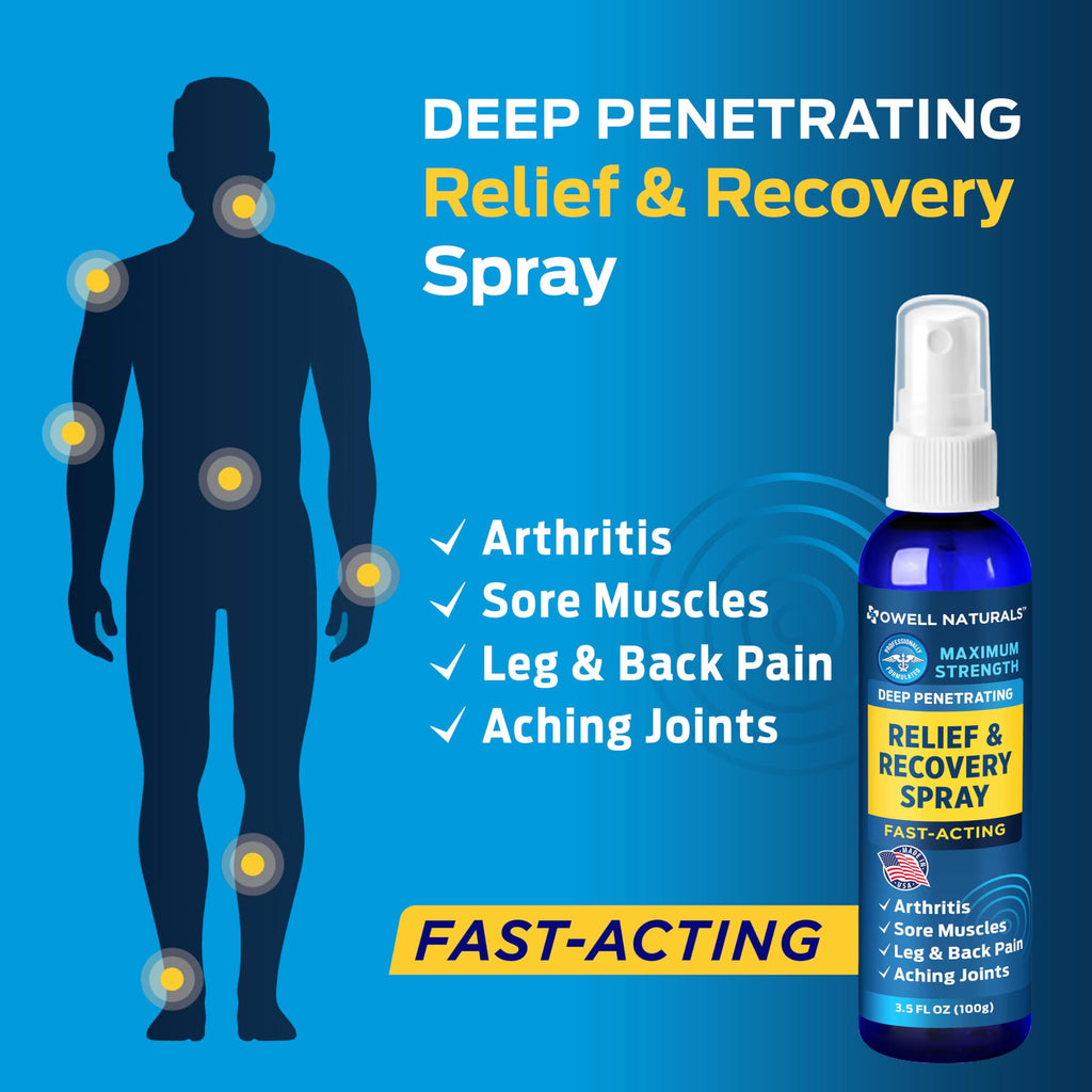 OWELL NATURALS Deep Penetrating Pain Relief Liquid Spray, Fast-Acting, Long Lasting, Natural Relief for Muscle Aches, Joint Pain, Stiffness, Quick Dry Formula, 3.5 oz Owell NaturalsBuy Supplements Australia
