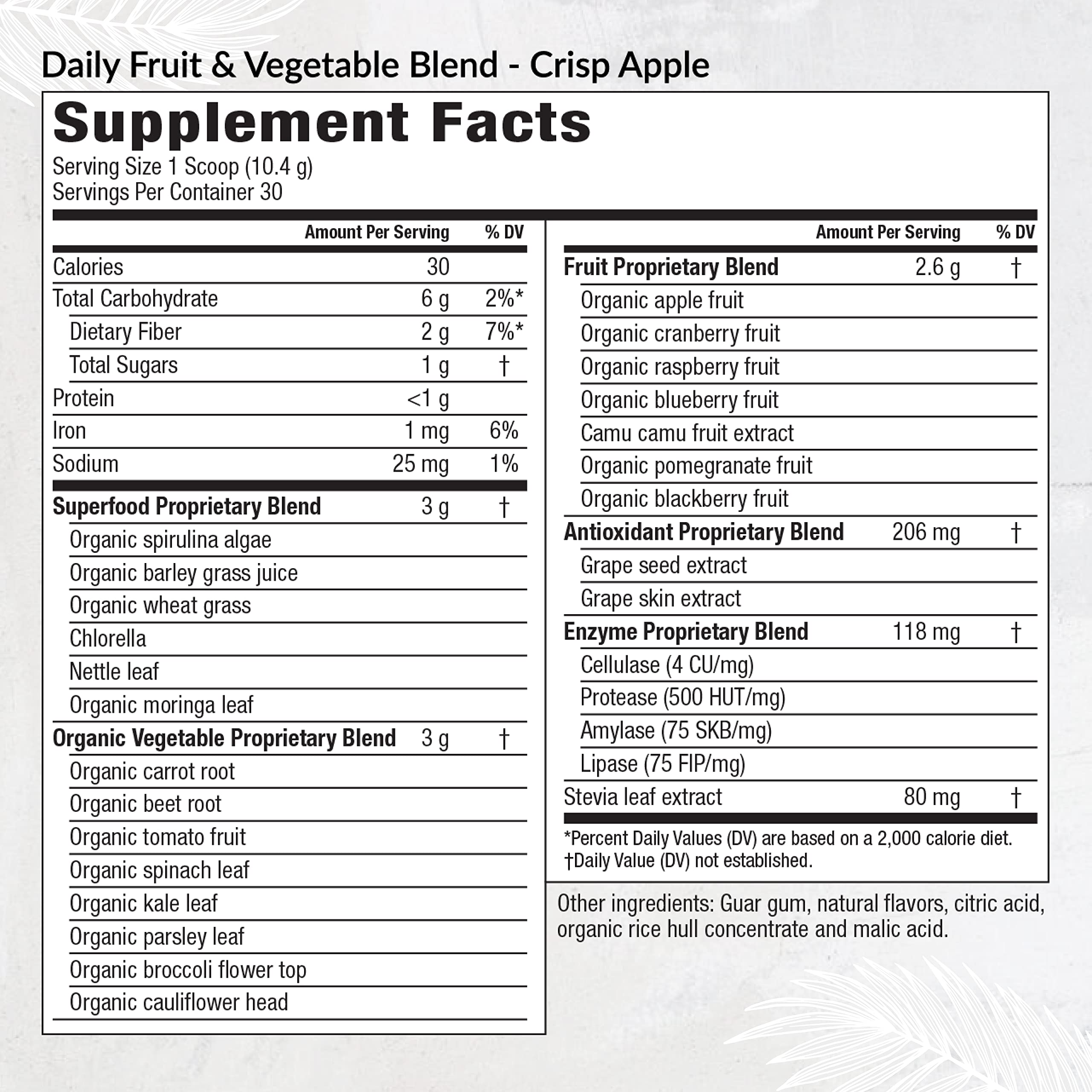Equilife Daily Fruit & Vegetable Blend, Superfood Antioxidant Supplement, Crisp Apple Flavor with Vitamin C, Fiber, and 9 Essential Amino Acids, Supports Energy, Low Sugar, Vegan, 30 Servings Tub Equilife buy supplements Au