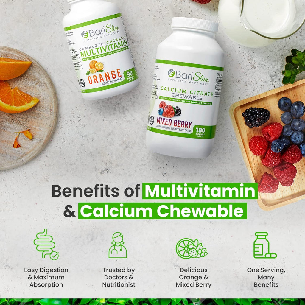 BariSlim Bariatric Calcium Citrate & Complete Chewable Multivitamin - Bariatric Vitamin and Supplement for Post Bariatric Surgery Including Gastric Bypass and Gastric Sleeve BariSlim buy supplements Au