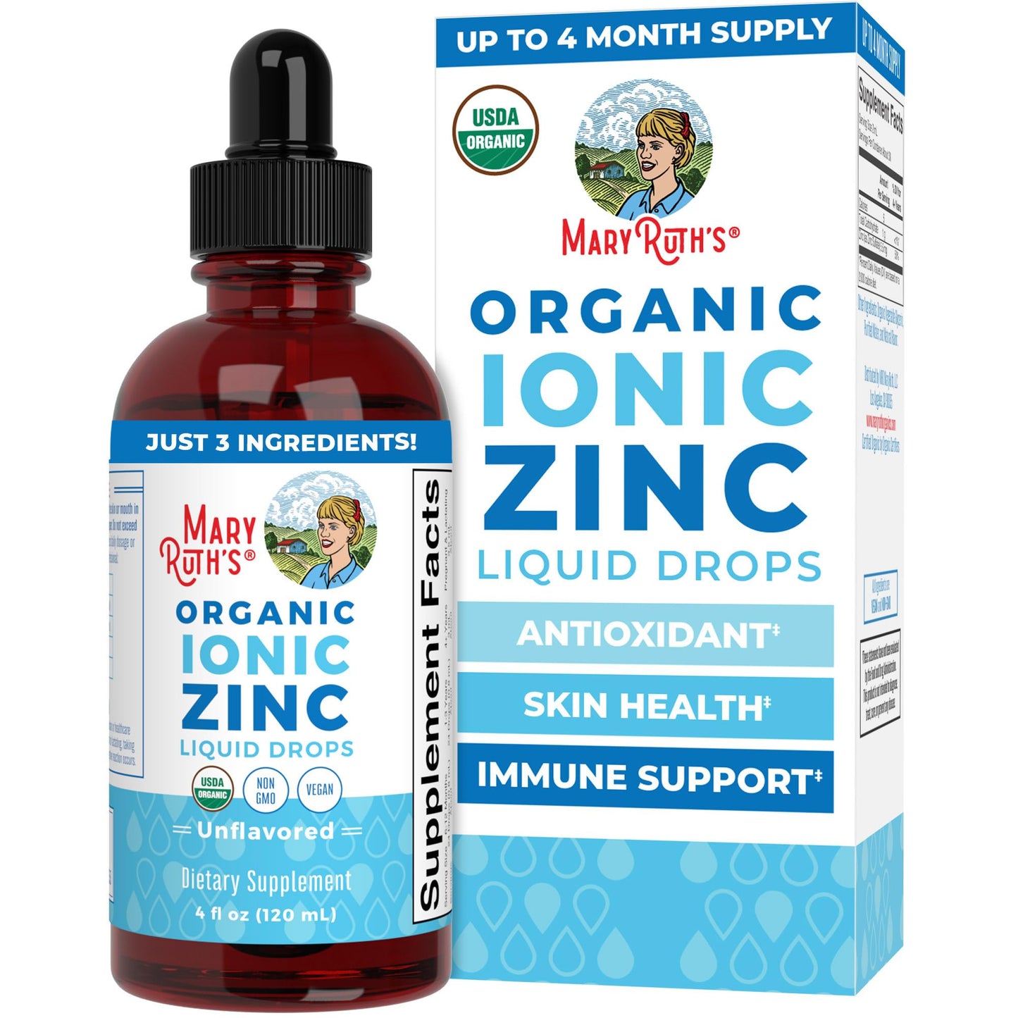 MaryRuth's Organic Liquid Zinc Supplement for Kids & Adults | Immune Support | Skin Health | Antioxidant | Cellular Metabolism | Zinc Sulfate