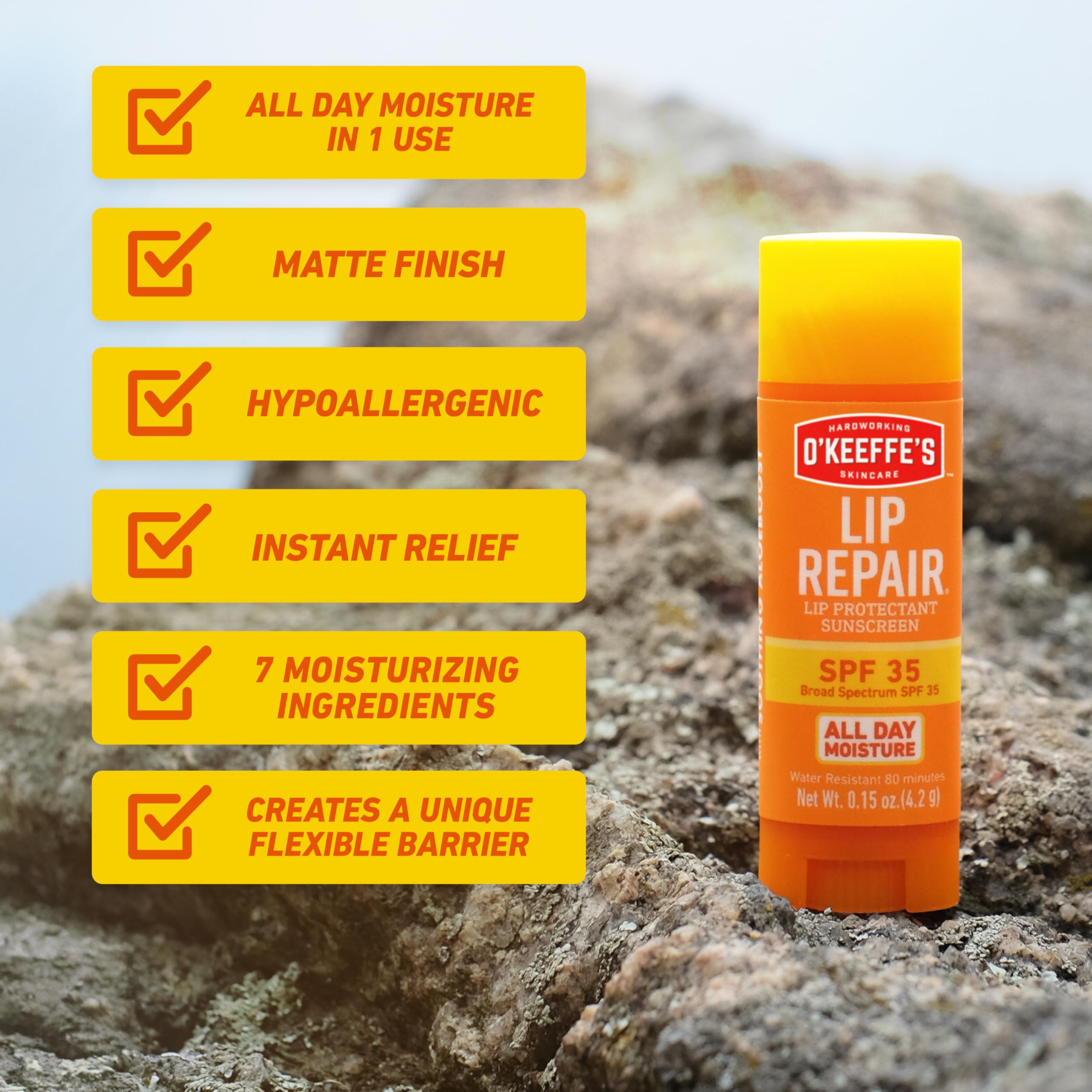 O'Keeffe's Lip Repair SPF 35 Lip Balm - Stick (3 Pack) - Sun-Safe Moisturizer for Extremely Cracked, Dry Lips O'Keeffe'sBuy Supplements Australia