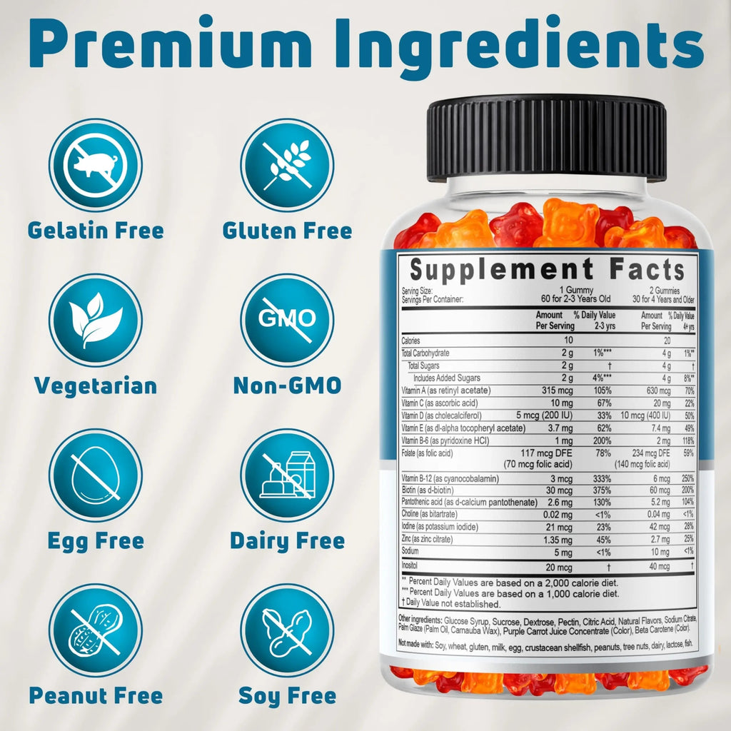 NUELATION Kids Multivitamin Gummies, 30-60 Day Supply with 14 Essential Kids Vitamins & Minerals. Toddler Vitamins for Overall Wellness. Non-GMO, Gelatin-Free, Gluten-Free, Vegetarian Children Vitamin NUELATION