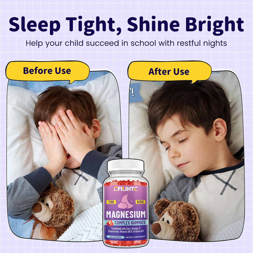 Kids Magnesium Gummies-Magnesium Glycinate Gummies for Kids Supplement-w/Zinc, Chamomile, Omega-3, Vitamin B6, D3 - for Sleep, Relaxation, Brain, Bones, Children's Calm, Sugar Free Strawberry 60ct CFILIHTCBuy Supplements Australia