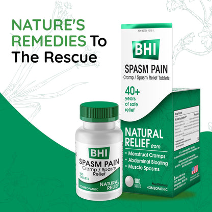 MediNatura BHI Spasm/Cramp Relief - Muscle Spasm Tablets for Full-Body Cramp Support - Menstrual Support - Non-Drowsy - Quick-Dissolve - Non-Addictive - Natural Ingredients - 100 Count MediNaturaBuy Supplements Australia