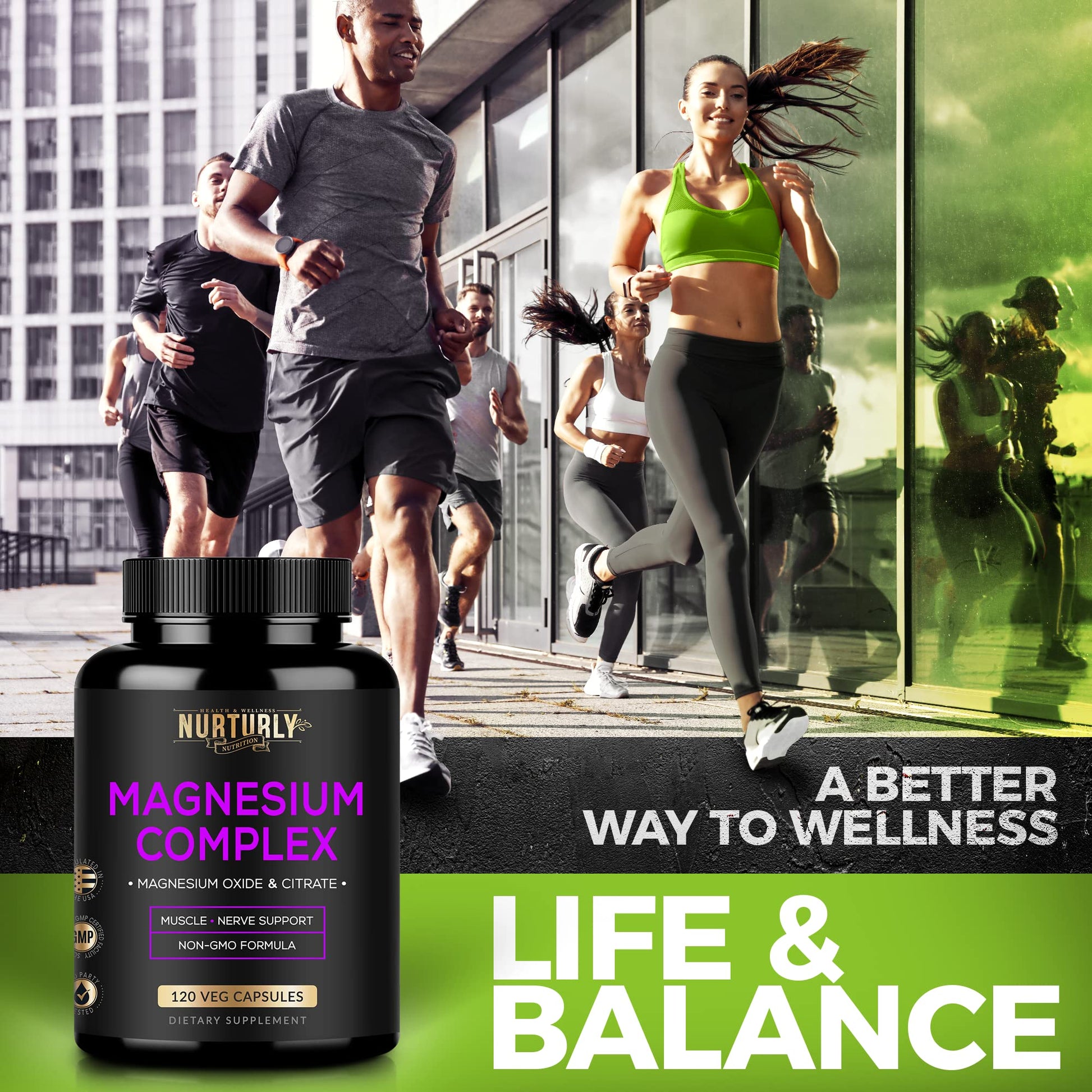 Magnesium Citrate & Oxide 500mg Complex Supplement - High Absorption Maximum Strength - Helps Support Bone Density and Strength, Muscles, Energy and Sleep - 120 Vegan Capsules NURTURLY buy supplements Au