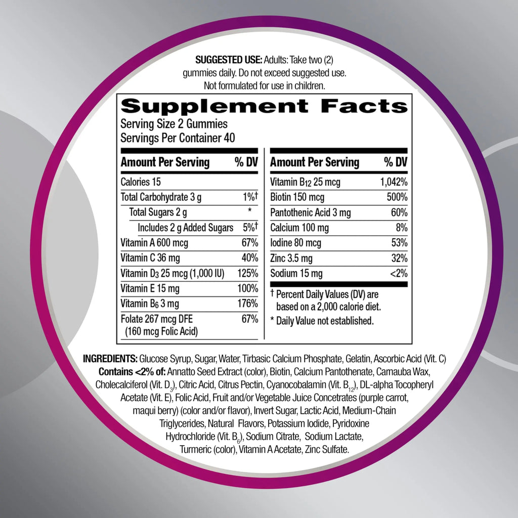 Centrum MultiGummies for Women 50 Plus, Multivitamin/Multimineral Supplement with Vitamins D3, E, B6, and B12 Centrum