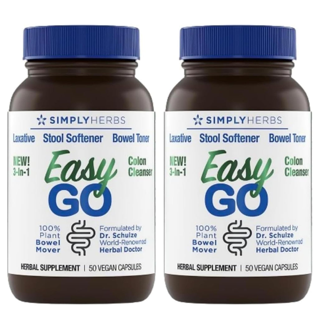 Simply Herbs Easy Go Bowel Mover - Adult Cleansing Supplement for Colon Health Support - Bowel Movement Aid - Stool Softener - Daily-Use Laxative - Plant-Based Ingredients - Vegan - 100 Count (2 Pack) Dr. Schulze'sBuy Supplements Australia