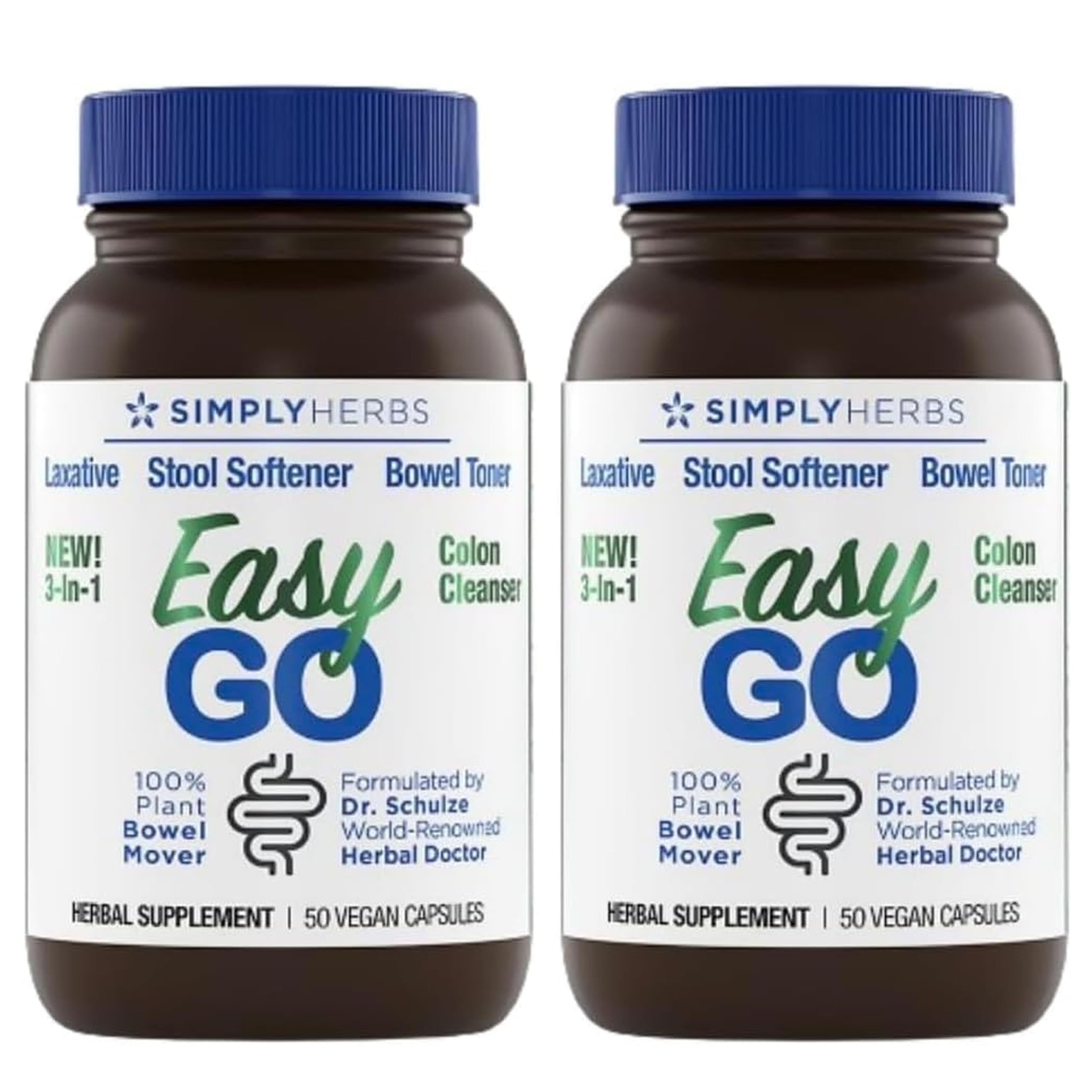 Simply Herbs Easy Go Bowel Mover - Adult Cleansing Supplement for Colon Health Support - Bowel Movement Aid - Stool Softener - Daily-Use Laxative - Plant-Based Ingredients - Vegan - 100 Count (2 Pack) Dr. Schulze'sBuy Supplements Australia