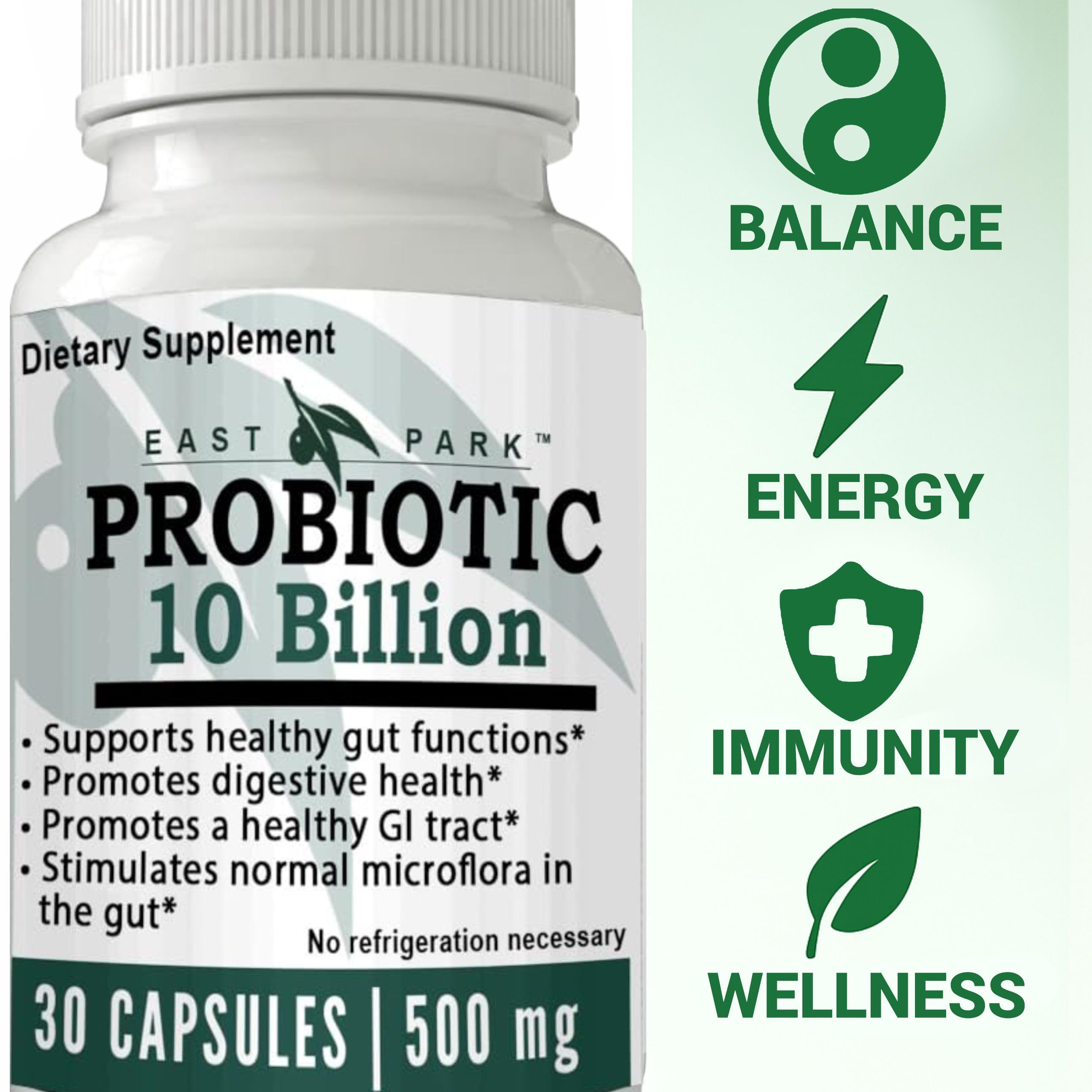 East Park Research d-Lenolate Probiotic Supplement | Probiotic 10 Billion CFUs Supports Gut & Digestive Health | Dietary Supplement Probiotics