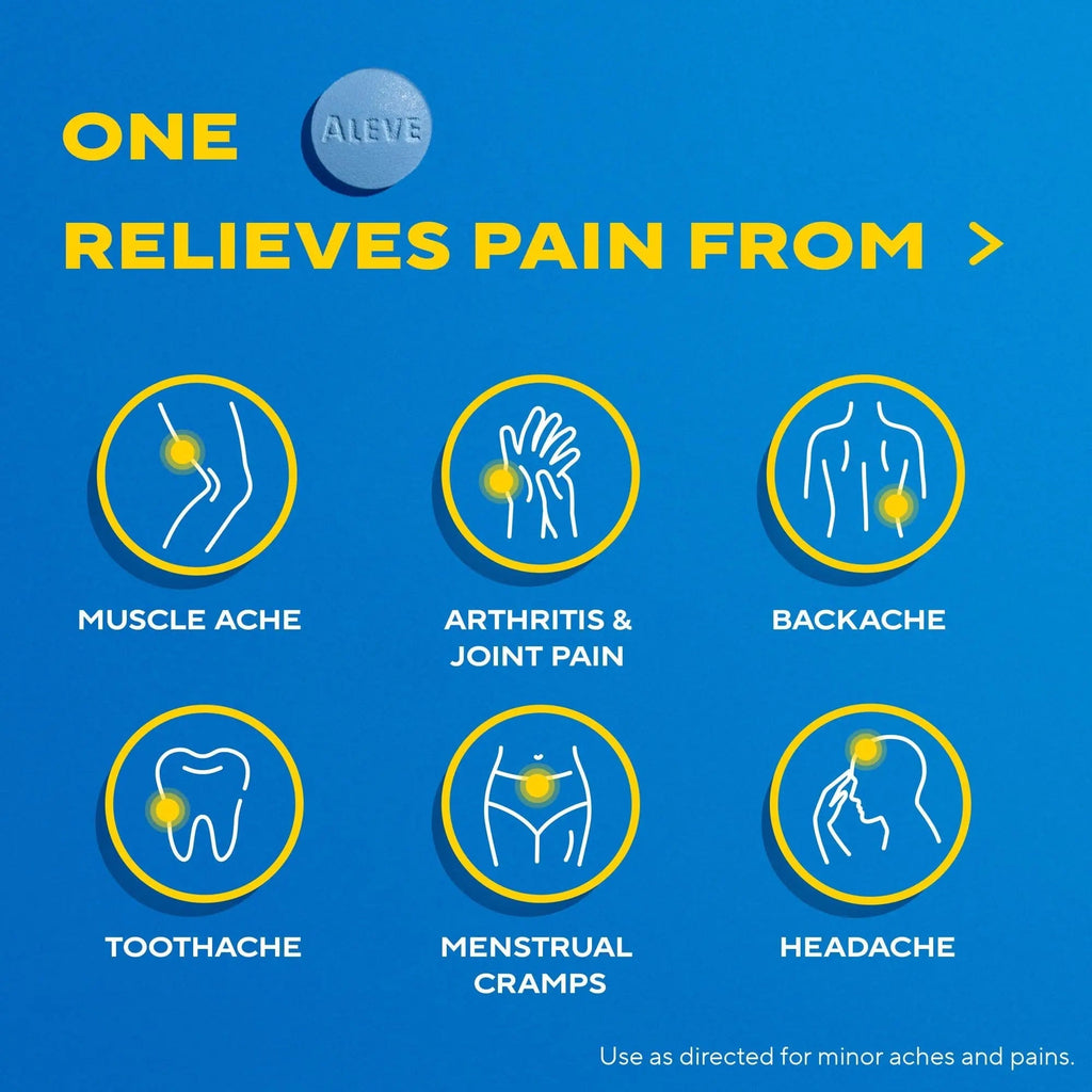 Aleve Back & Muscle Pain Relief Naproxen Sodium Tablets, Pain Reliever & Fever Reducer, Medicine for Body , 250 Count AleveBuy Supplements Australia