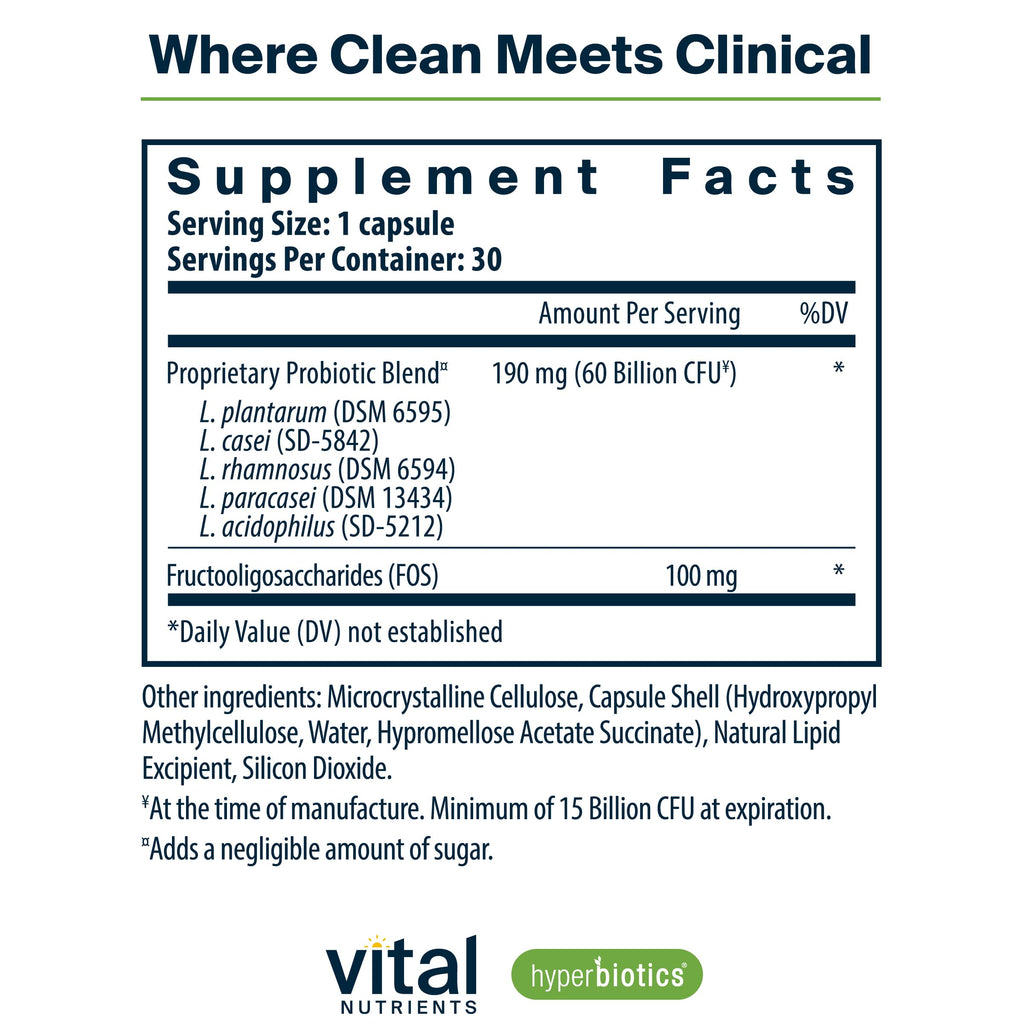Hyperbiotics Vital Nutrients Prebiotic and Probiotic for Women and Men | 60 Billion CFU | Pre and Probiotics Supports Digestive Health, Constipation, Diarrhea,