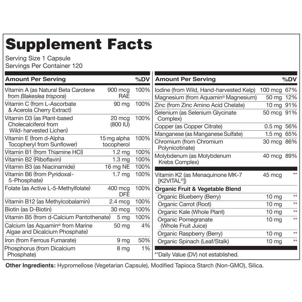 NATURELO One Daily Multivitamin for Men, 120 Vegetarian Capsules One Daily Multivitamin for Women NATURELO