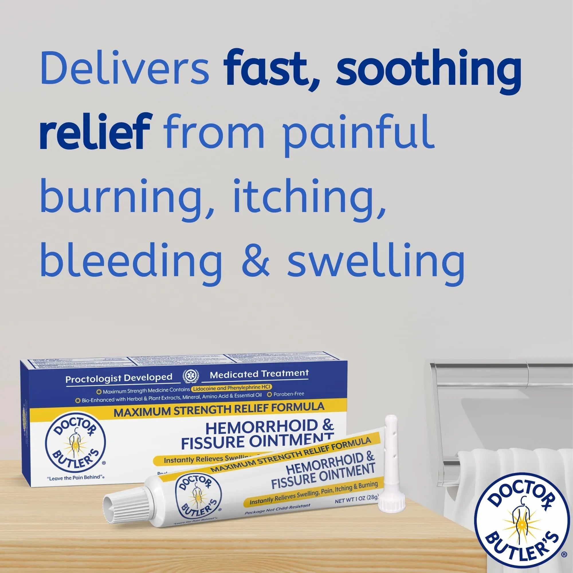 Doctor Butler’s Hemorrhoid & Fissure Ointment – Hemorrhoid Treatment and Hemorrhoid Cream with Lidocaine and Phenylephrine HCI for Fast Acting Relief of Pain, Swelling, Discomfort, and Itching (1 oz.) Doctor Butler'sBuy Supplements Australia