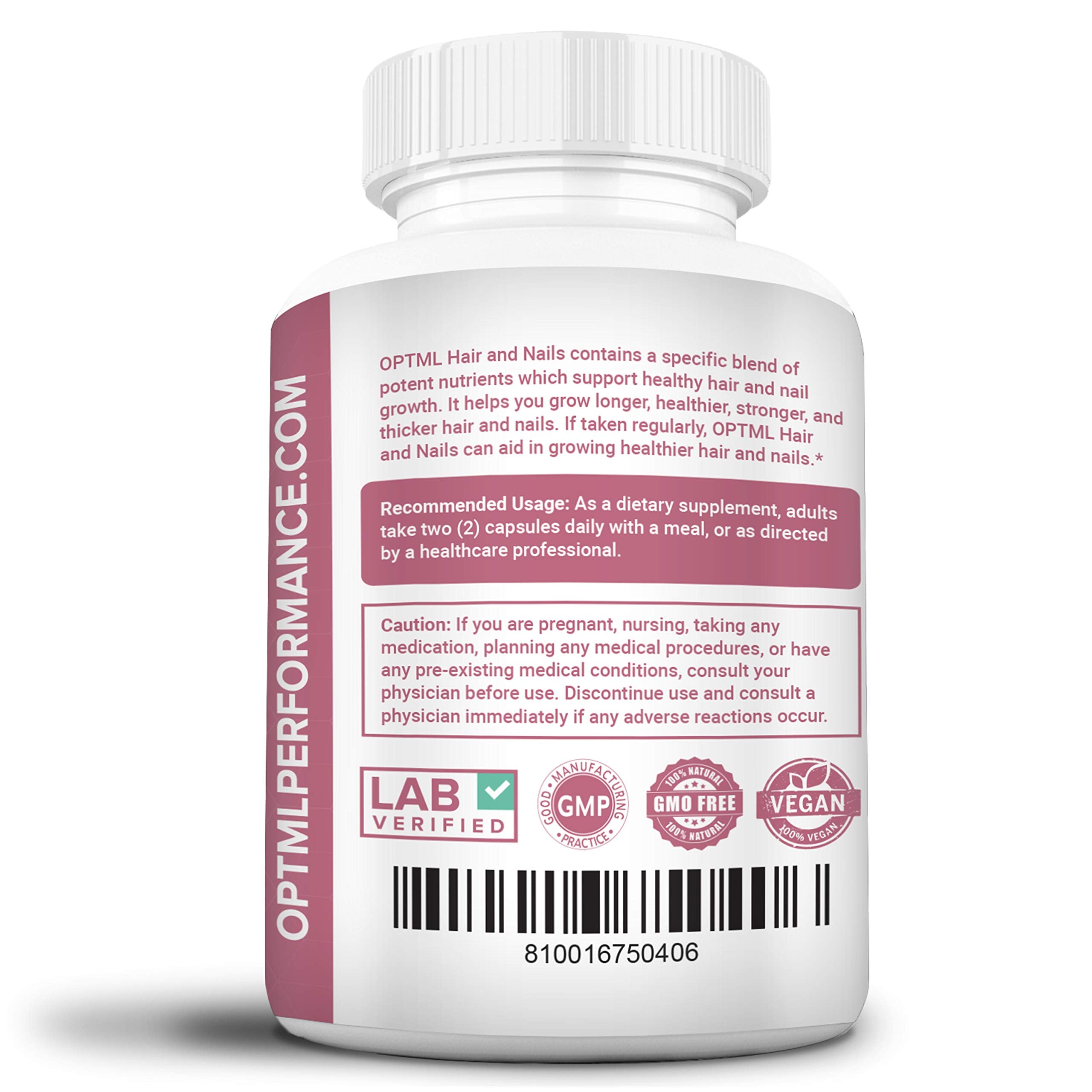 OPTML Hair and Nail Vitamins for Hair Growth and Thickness, Biotin-Infused Hair Pills, Hair Vitamins for Faster Hair Growth and Healthy Nails, for Women and Men, 60 Capsules OPTML buy supplements Au