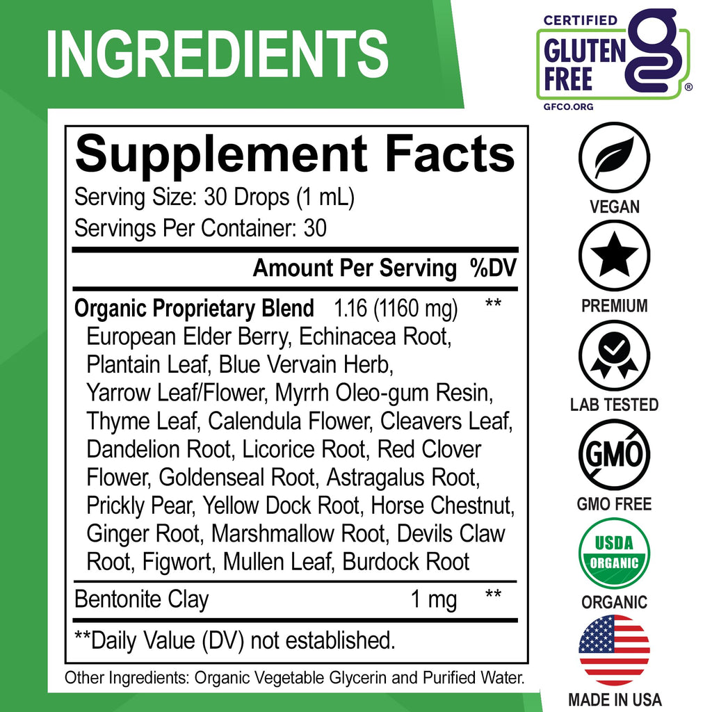 Lymphatic Drainage Supplements Drops - Organic Lymphatic Support Liquid Drops Cleanse with Echinacea, Lymph System Support Supplement, Lymph Node Detox Cleanse System Drainage - 1oz Non-GMO Organics DR. BO buy supplements Au